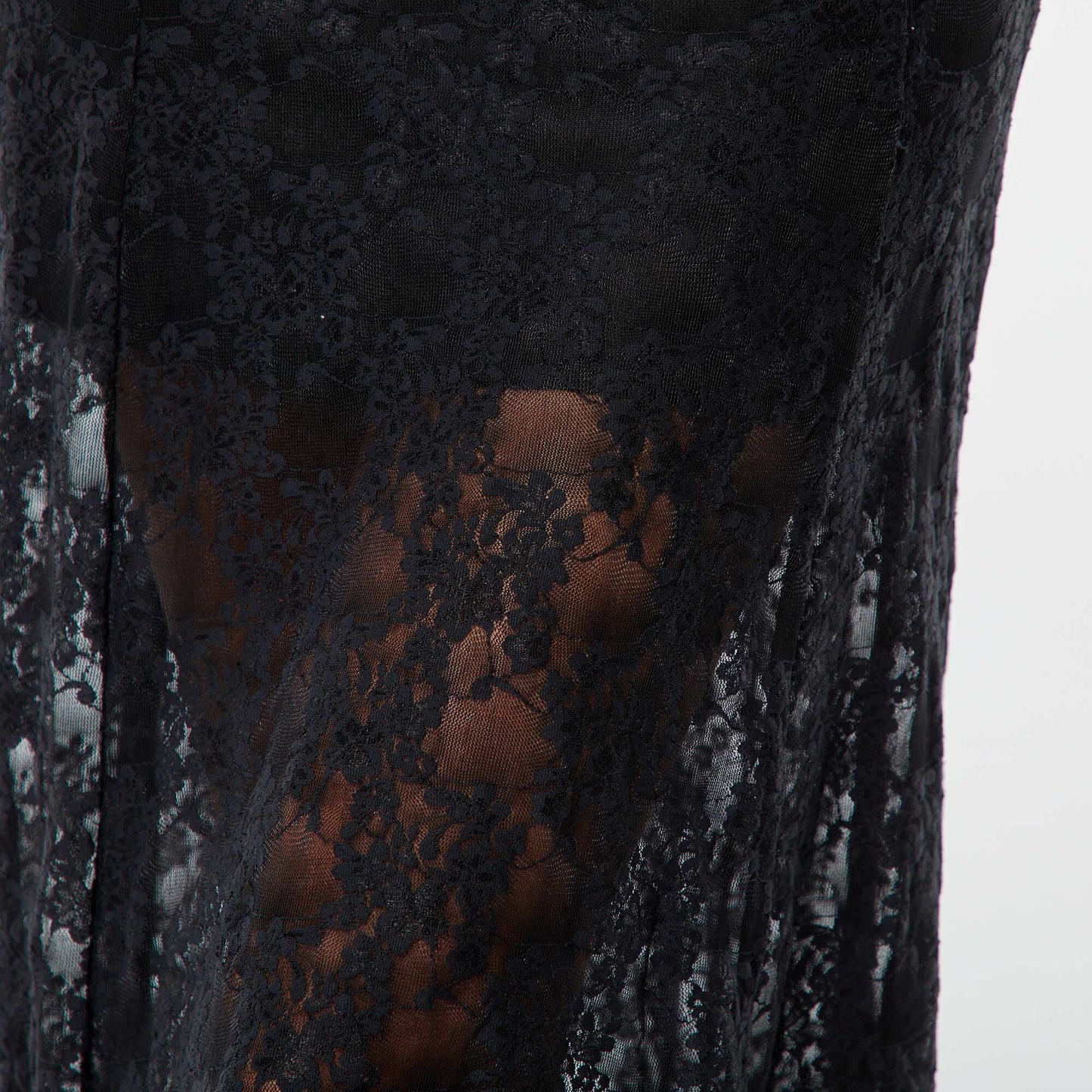 A-line openwork lace skirt BLACK