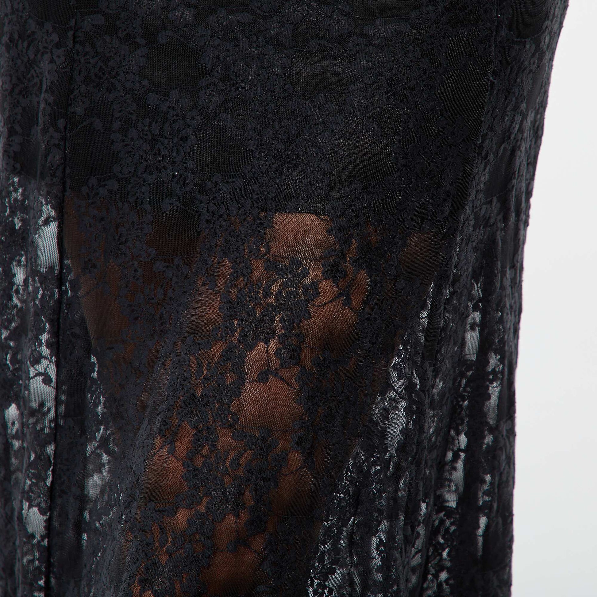 A-line openwork lace skirt BLACK