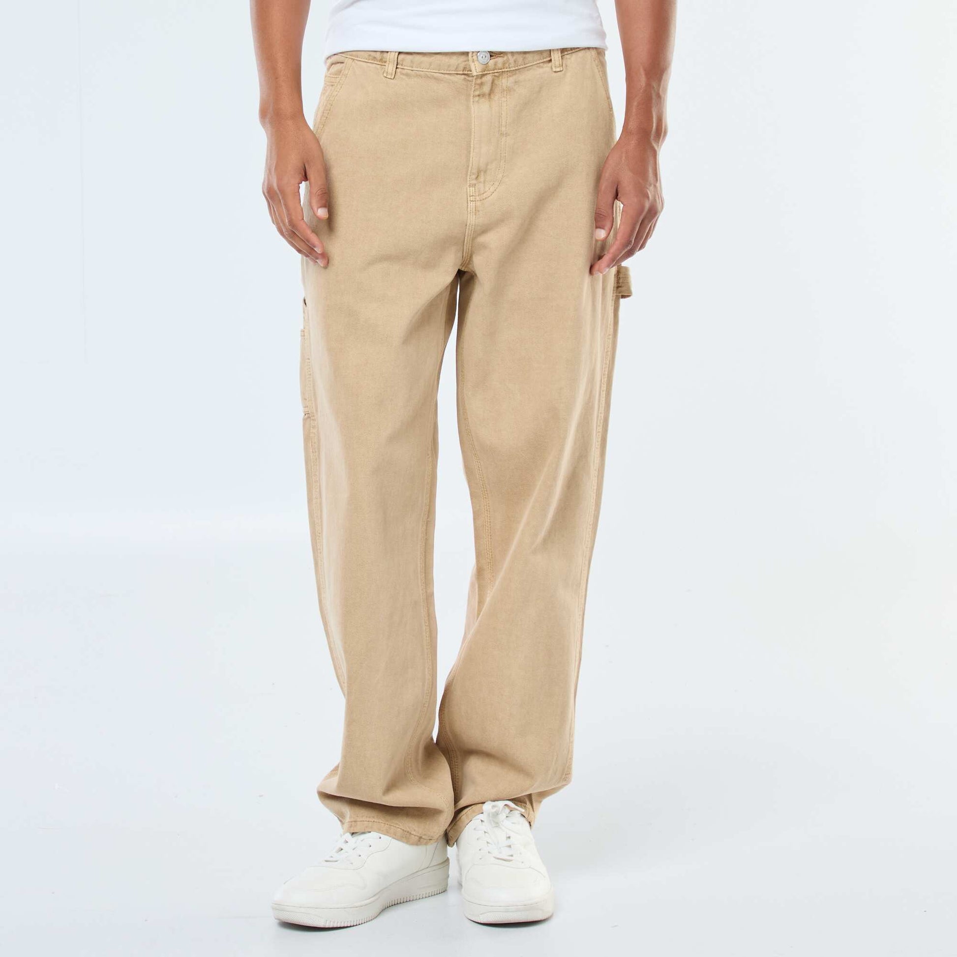 Carpenter-style denim trousers BEIGE
