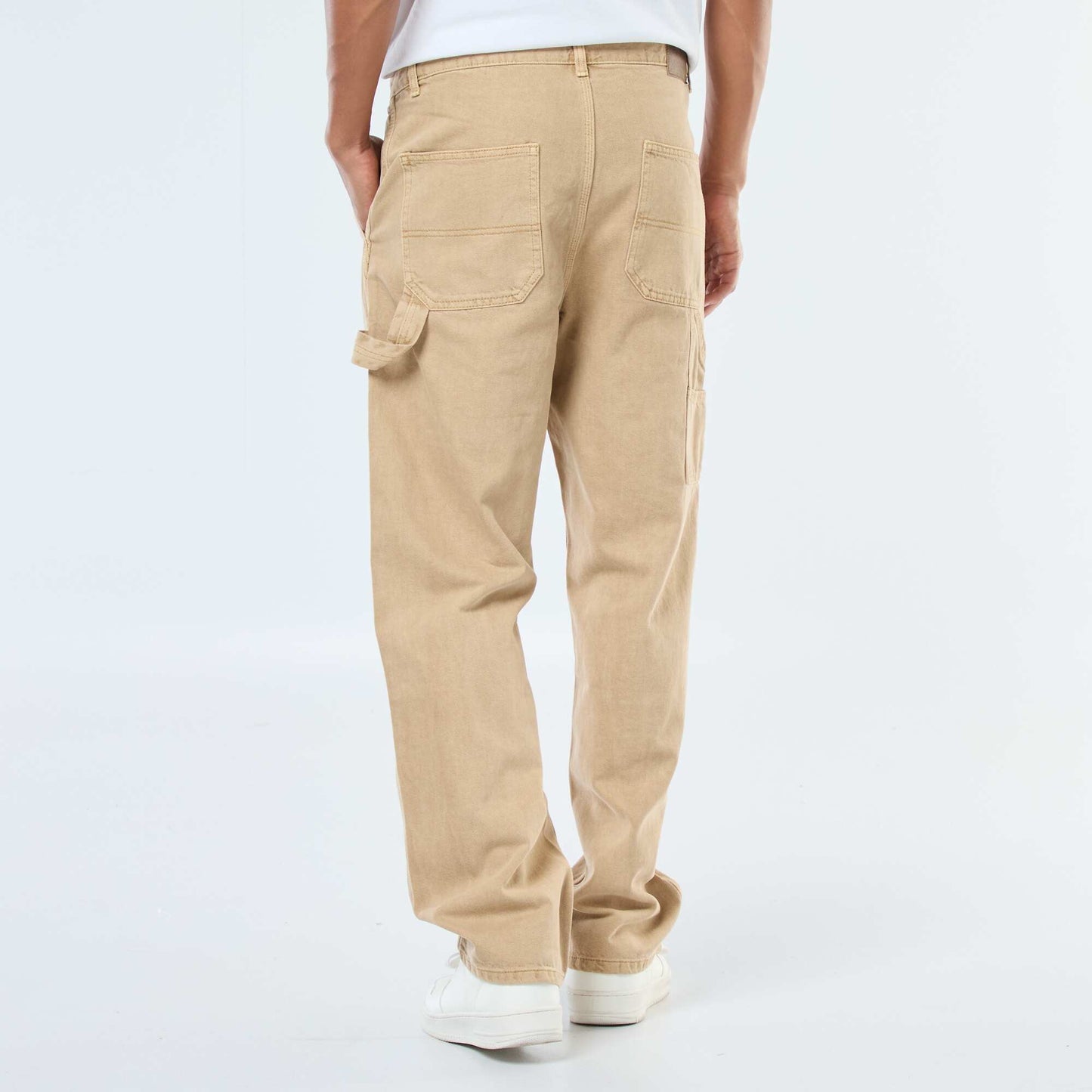 Carpenter-style denim trousers BEIGE