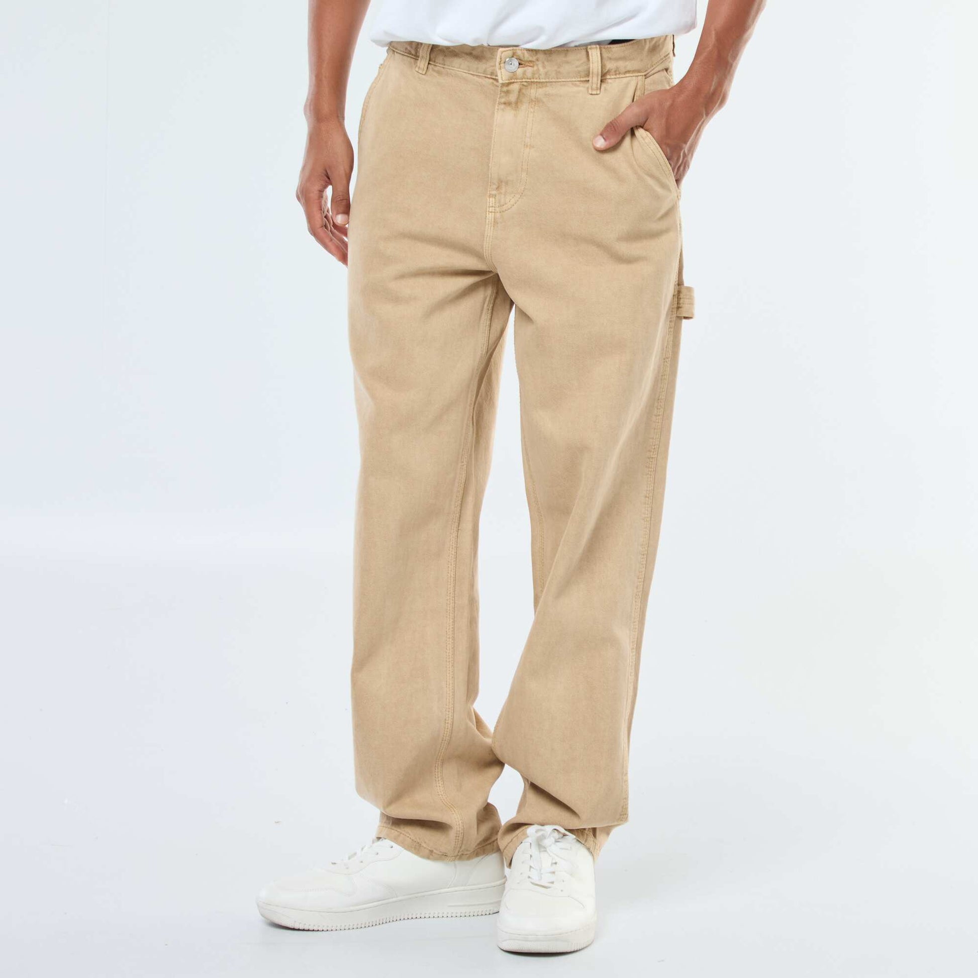 Carpenter-style denim trousers BEIGE
