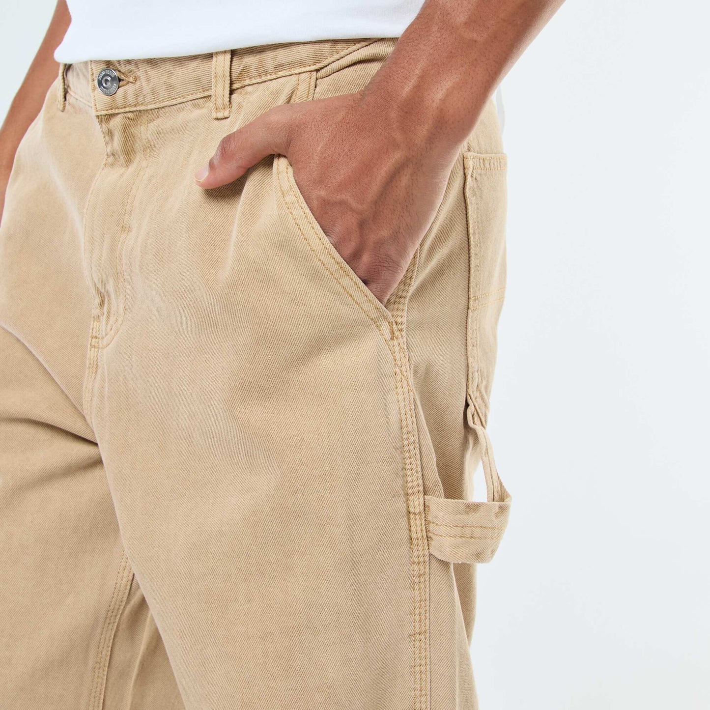 Carpenter-style denim trousers BEIGE