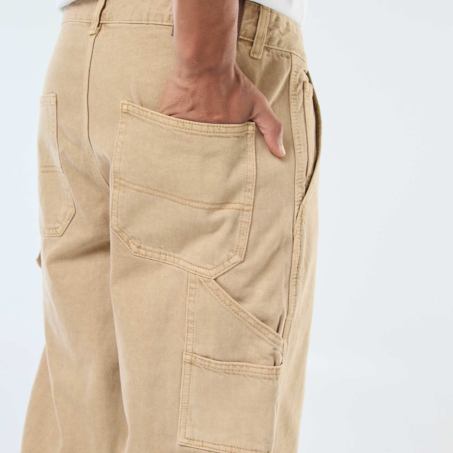 Carpenter-style denim trousers BEIGE