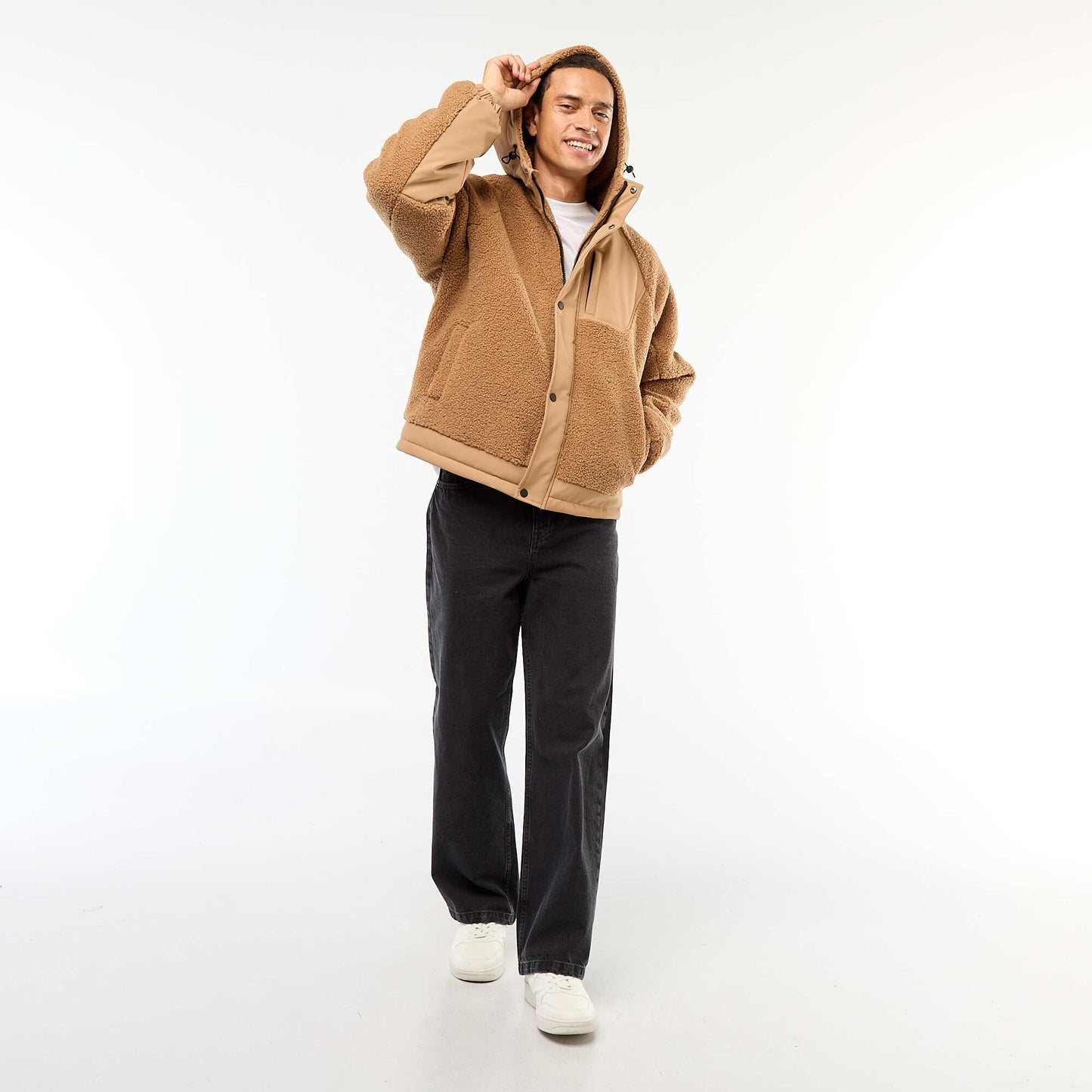 Sherpa Effect Hooded Jacket BEIGE