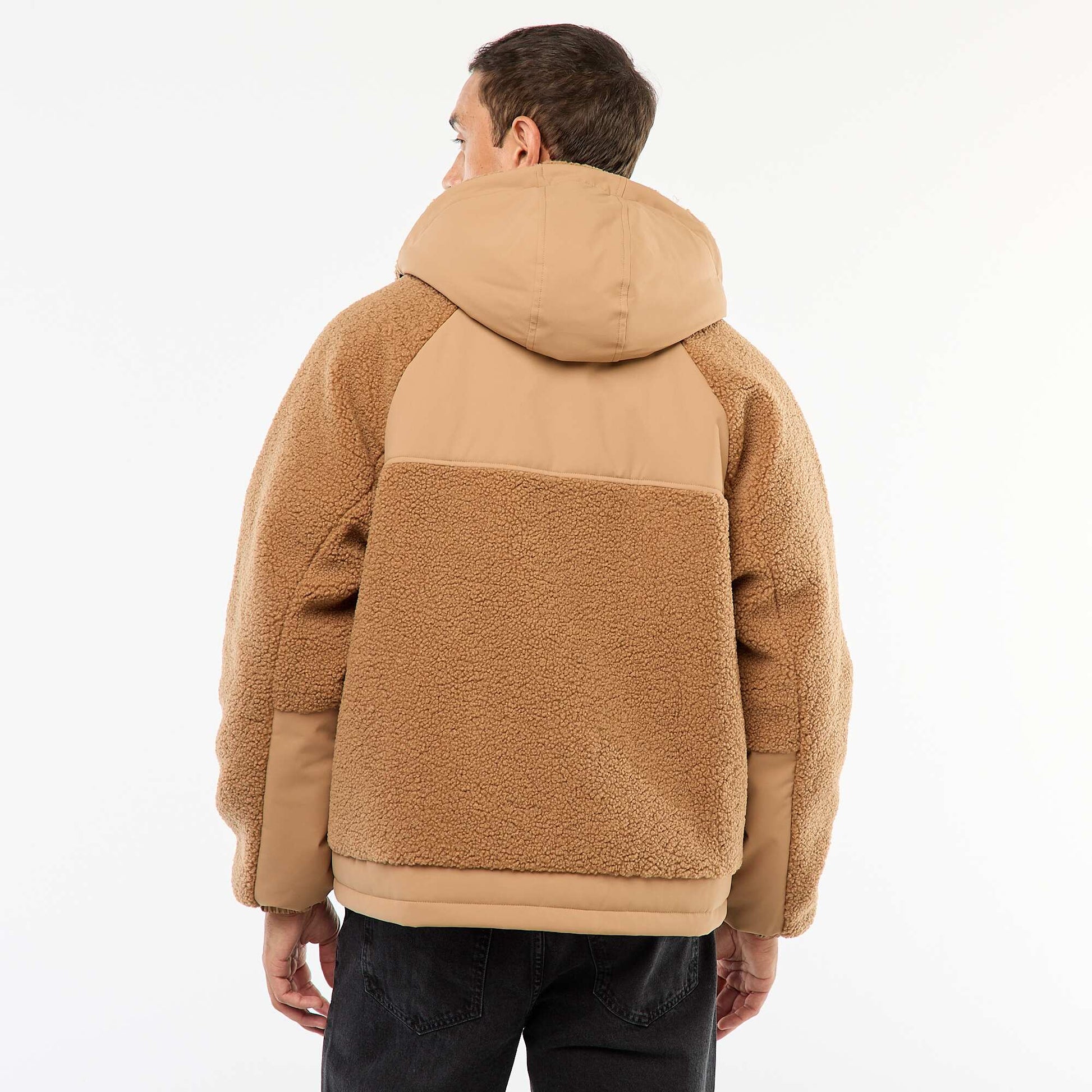 Sherpa Effect Hooded Jacket BEIGE