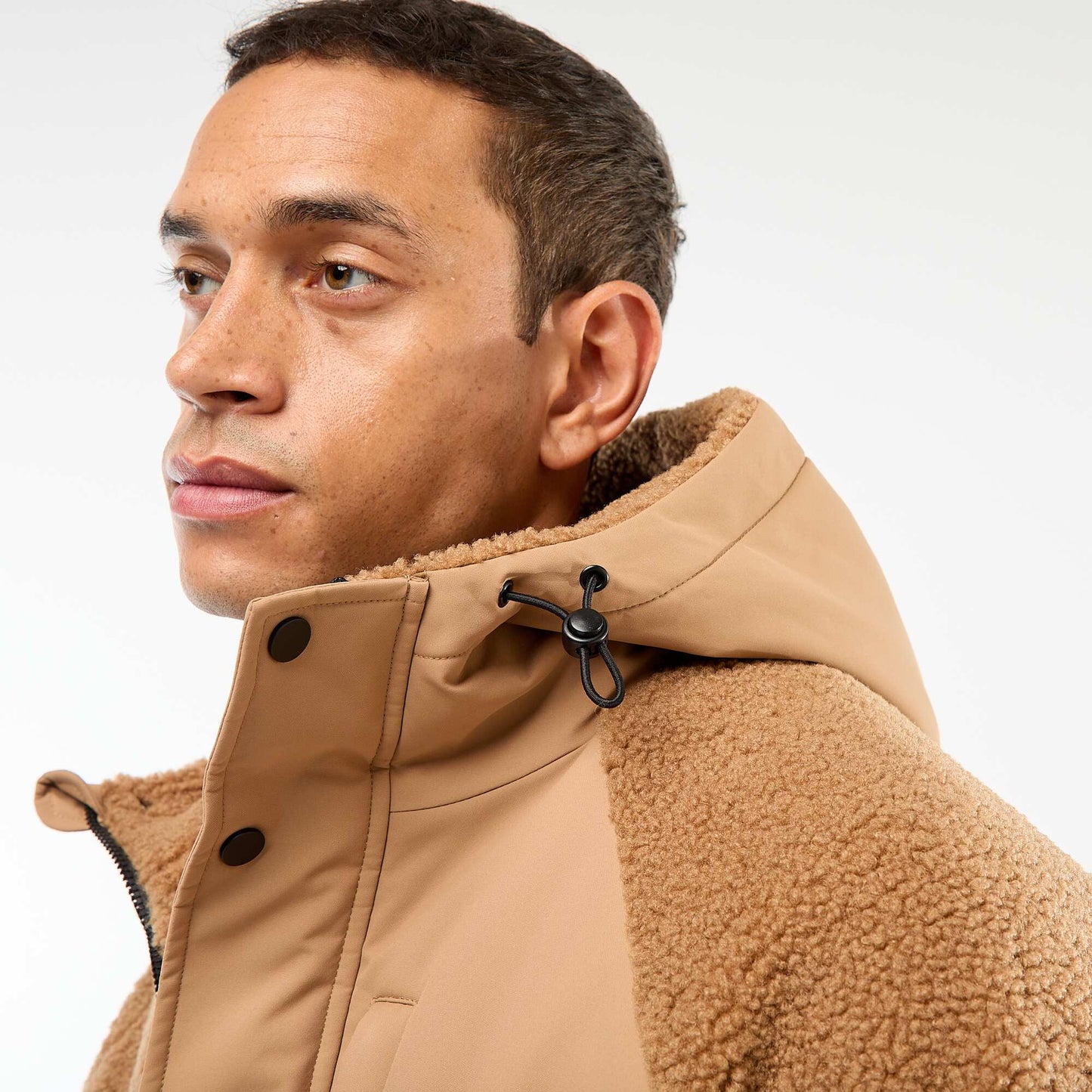 Sherpa Effect Hooded Jacket BEIGE