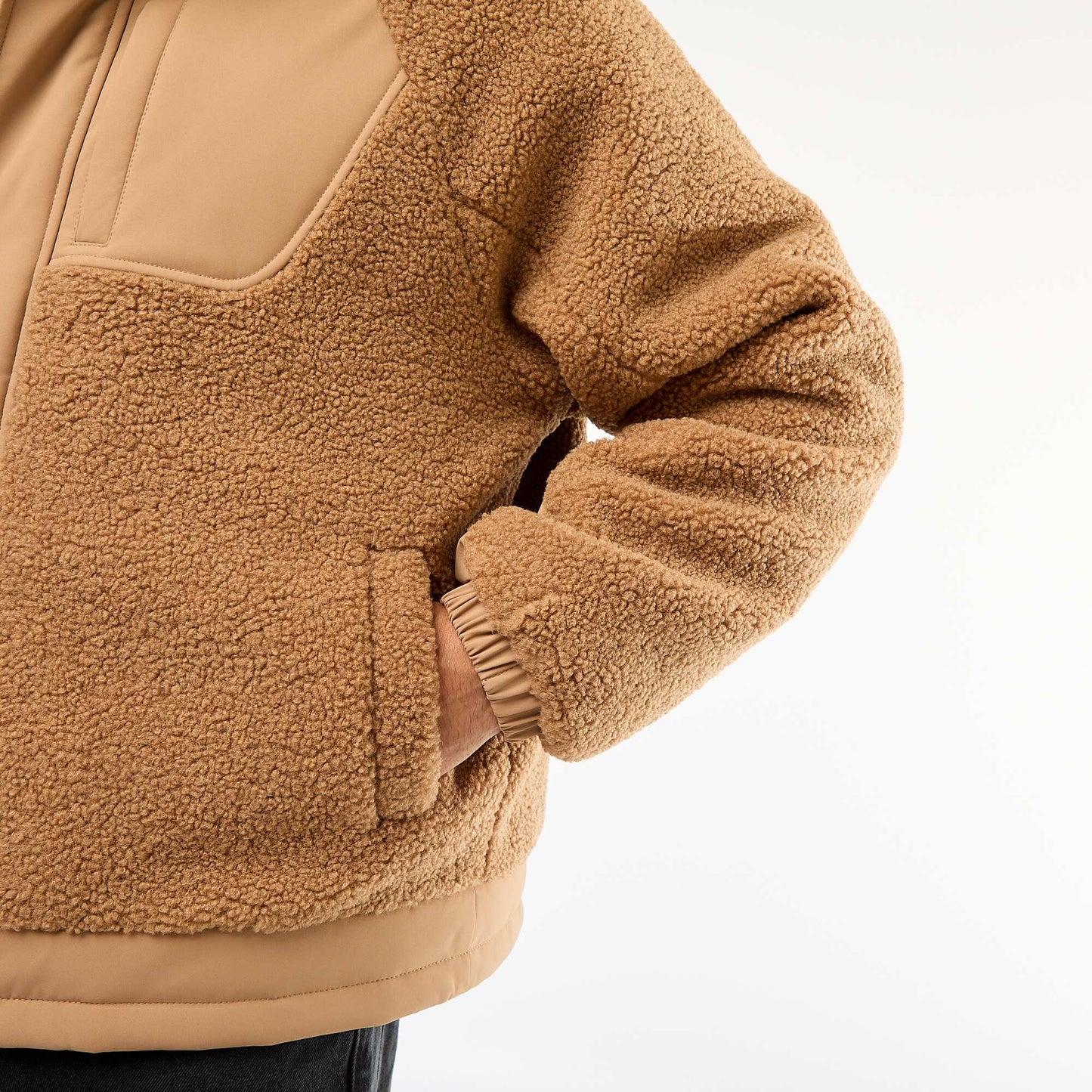Sherpa Effect Hooded Jacket BEIGE
