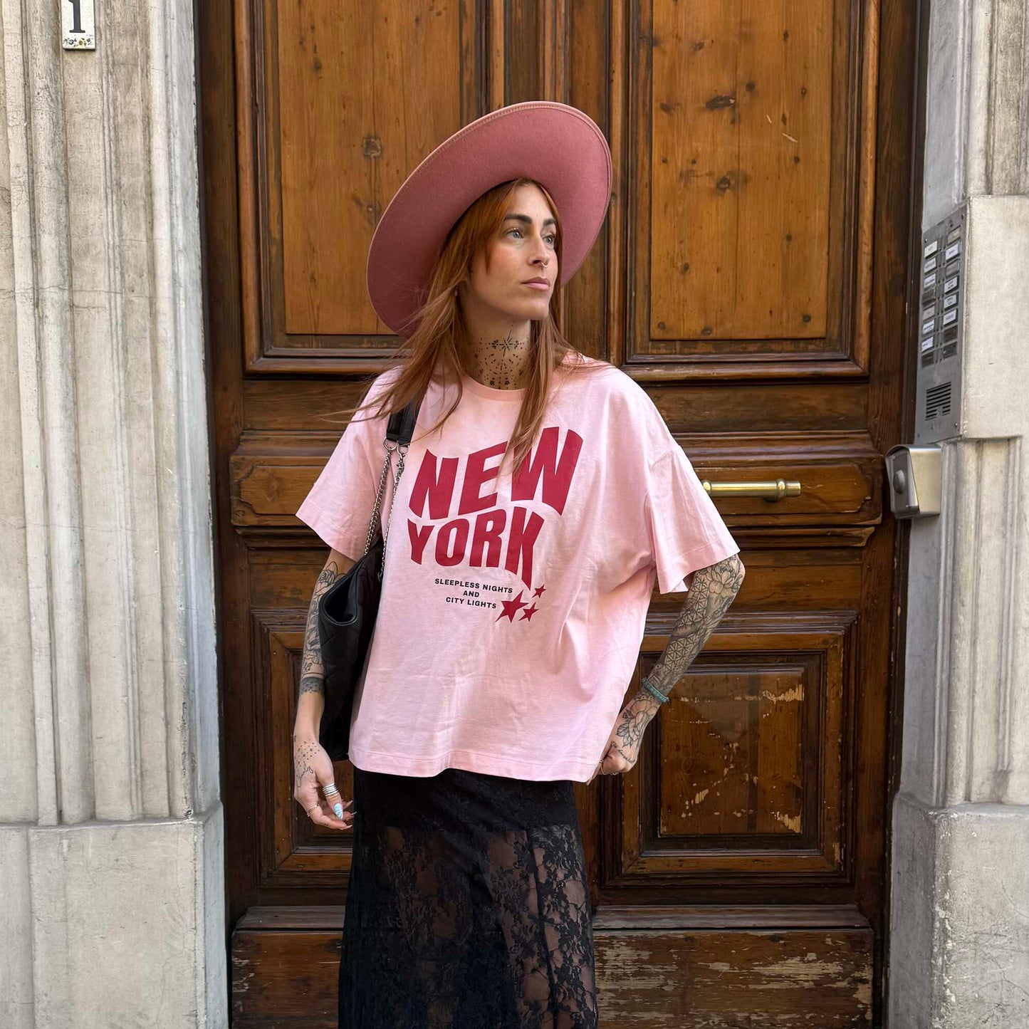 Oversized printed T-shirt PINK