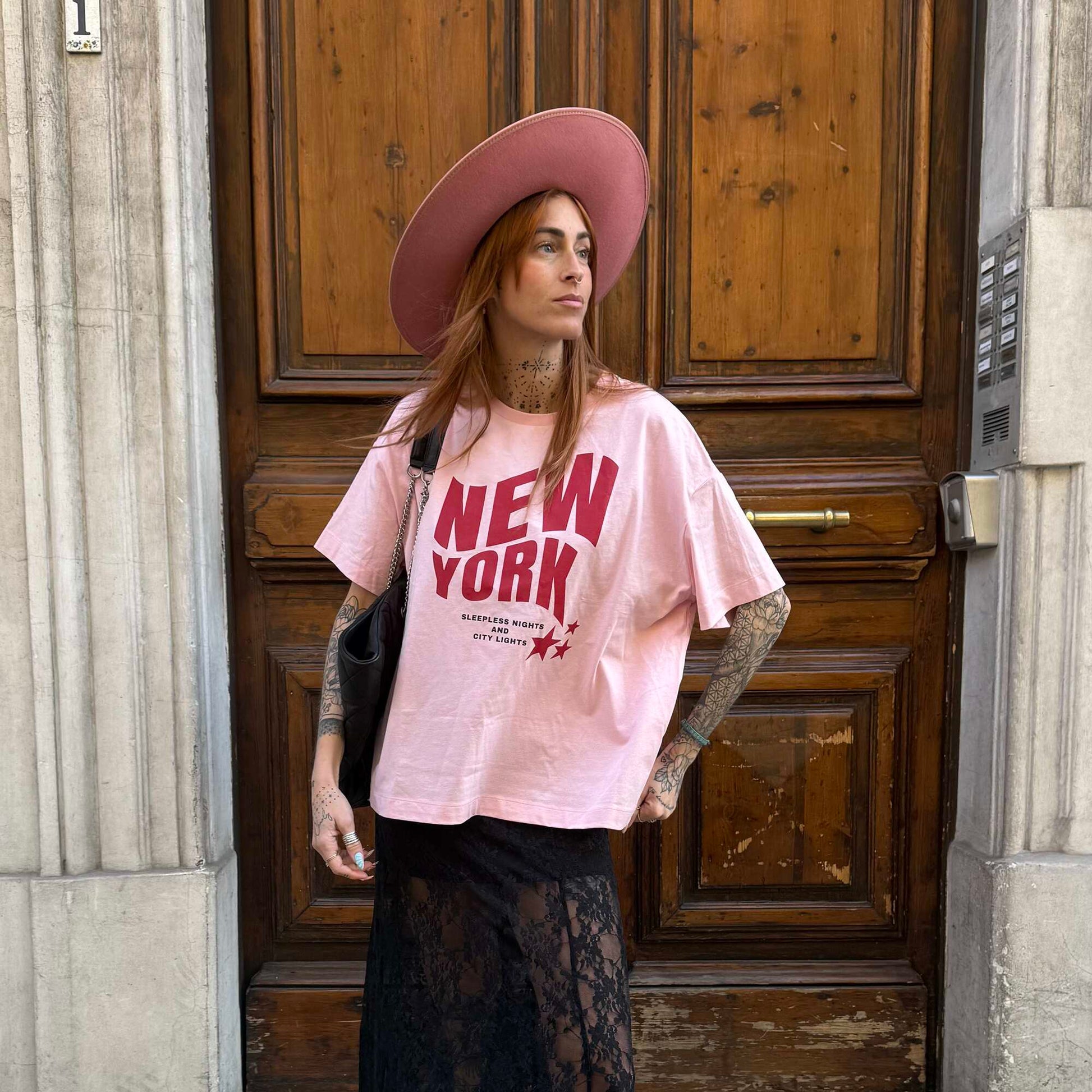 Oversized printed T-shirt PINK