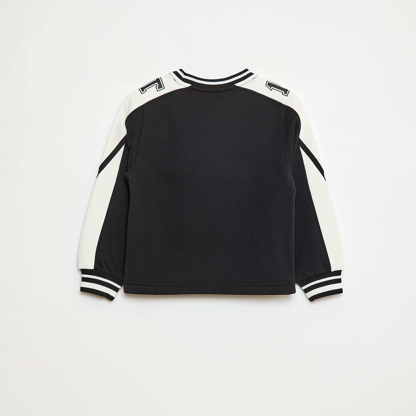 Two-Tone Patterned Sweatshirt BLACK