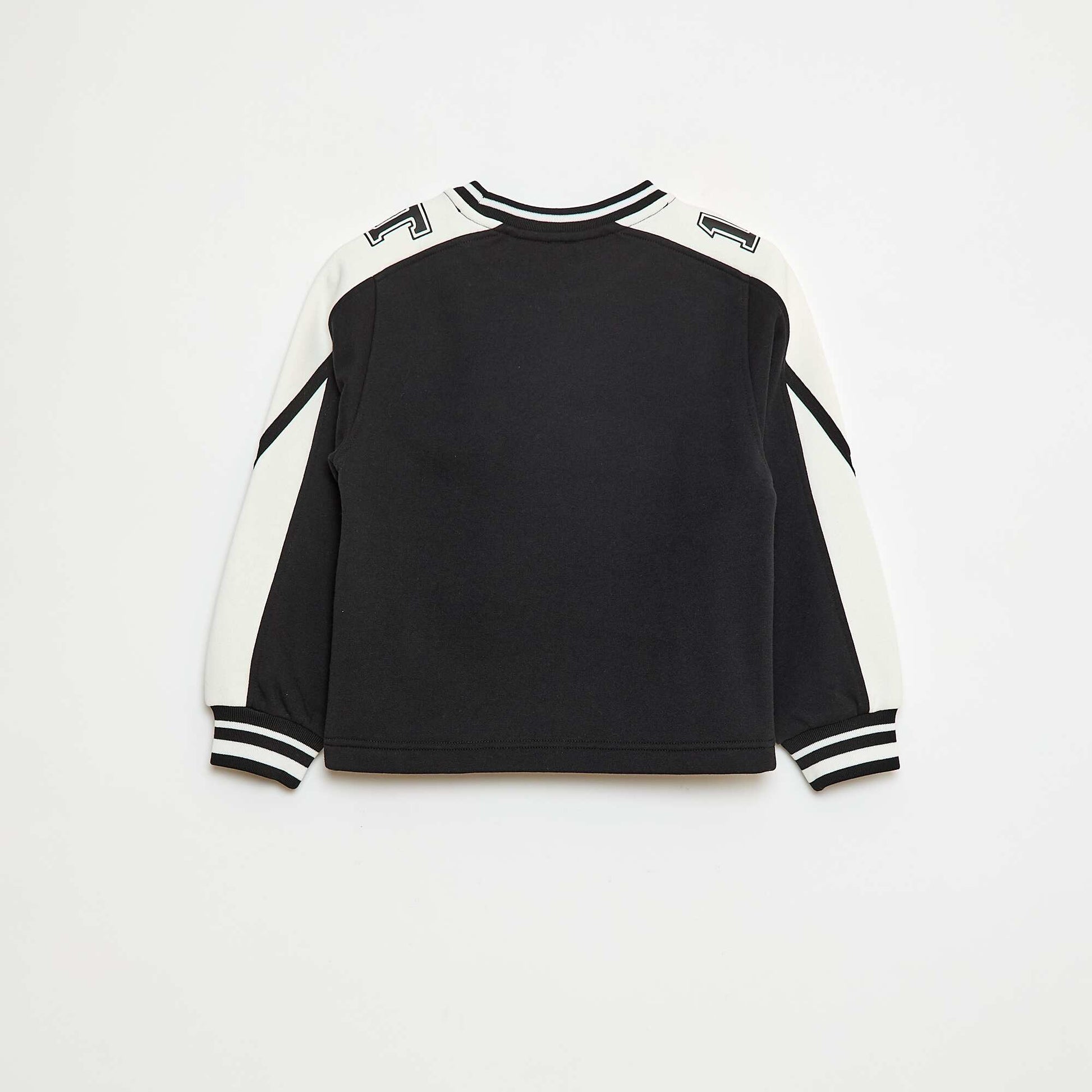Two-Tone Patterned Sweatshirt BLACK