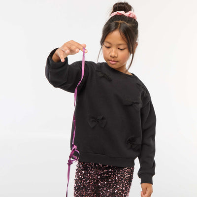 Fleece Sweatshirt with Novelty Detail BLACK
