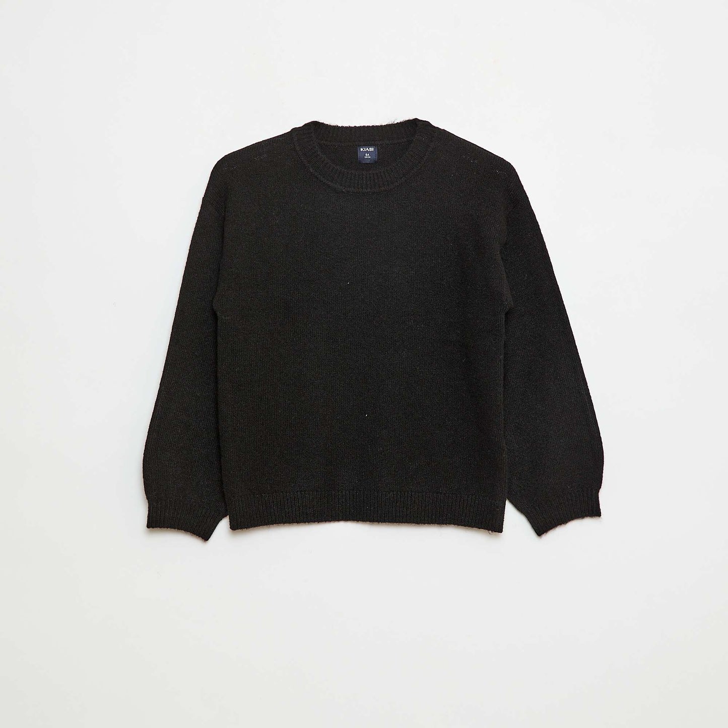 Plain Knit Round Neck Jumper BLACK