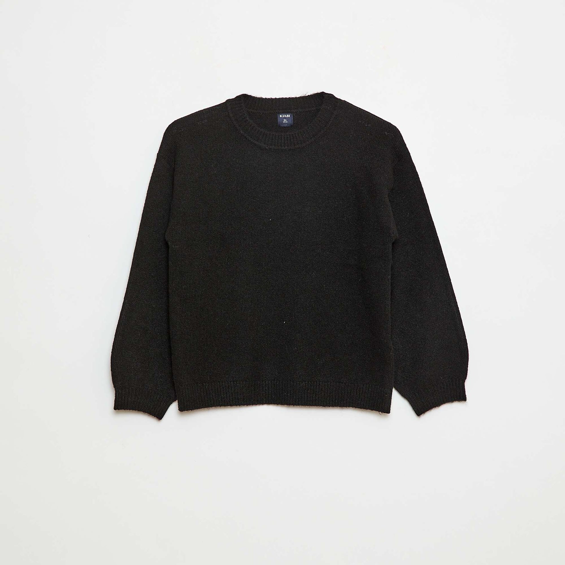 Plain Knit Round Neck Jumper BLACK