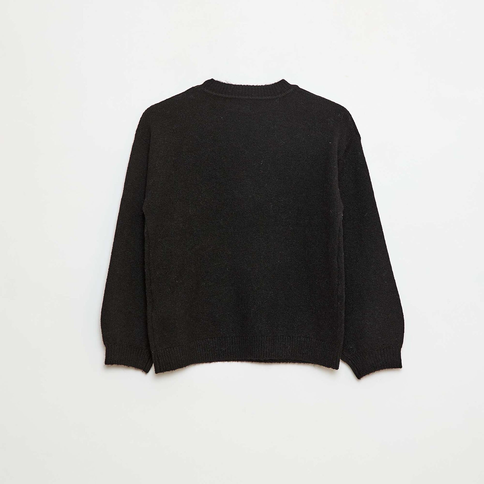 Plain Knit Round Neck Jumper BLACK