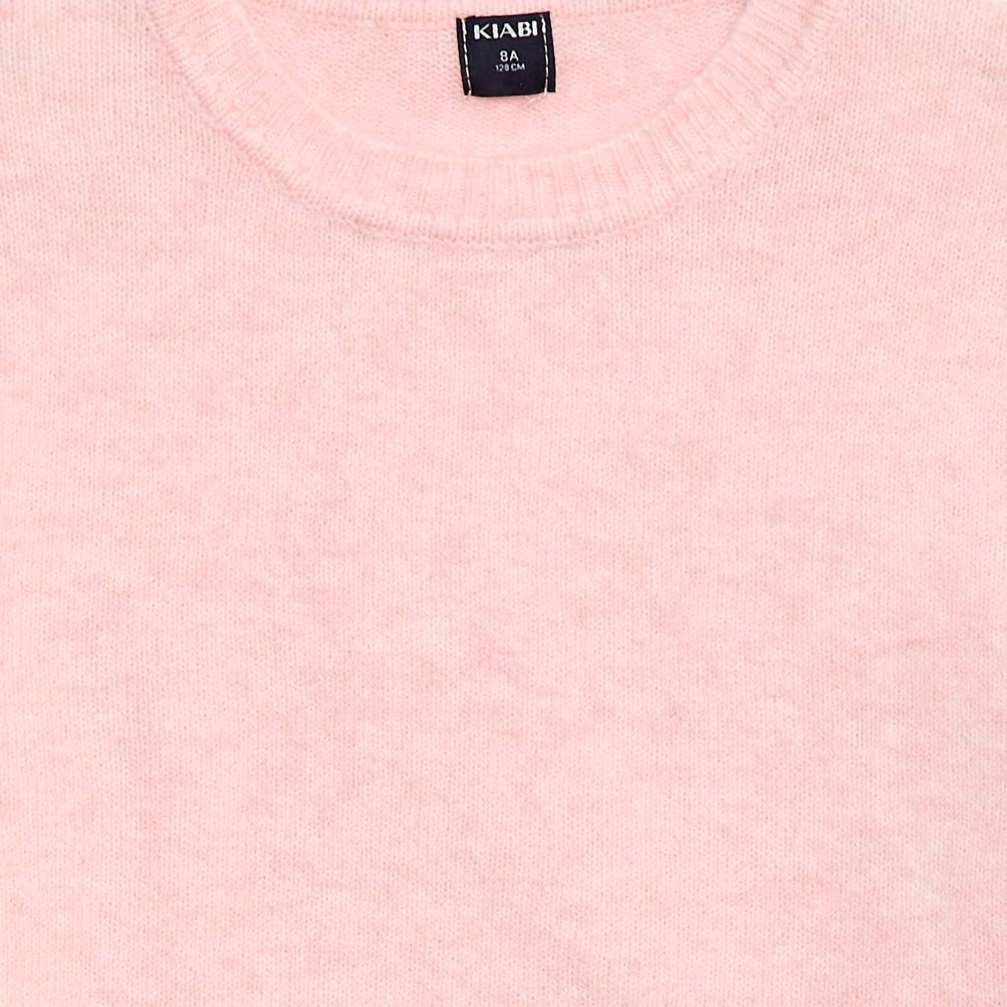 Plain knit sweater with a round neck PINK