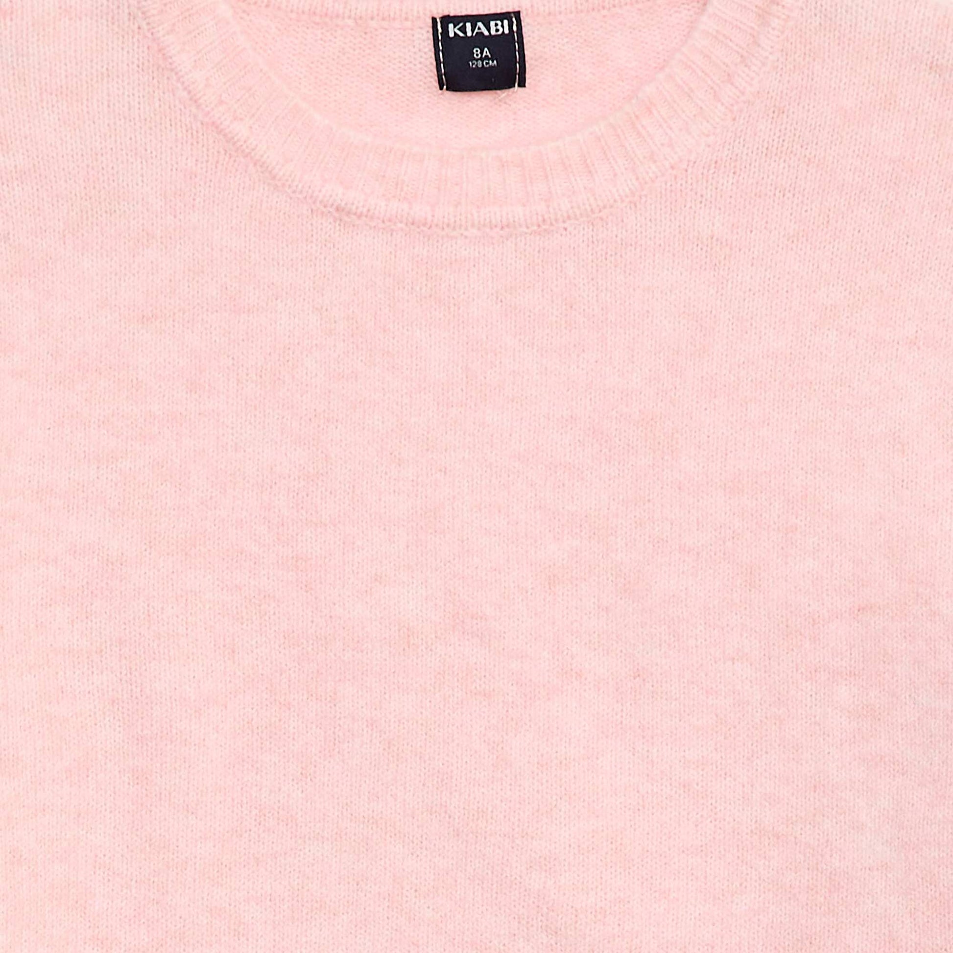 Plain knit sweater with a round neck PINK
