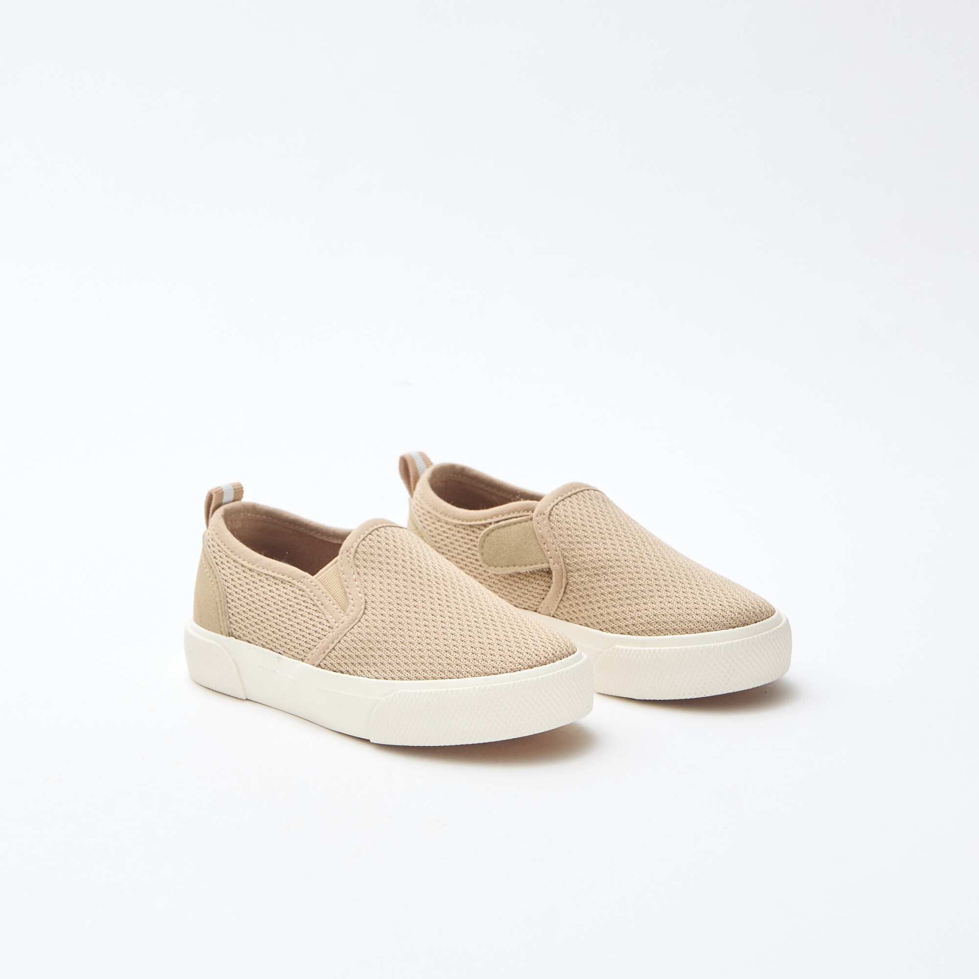 Solid Mesh Slip-On Sneakers BEIGE