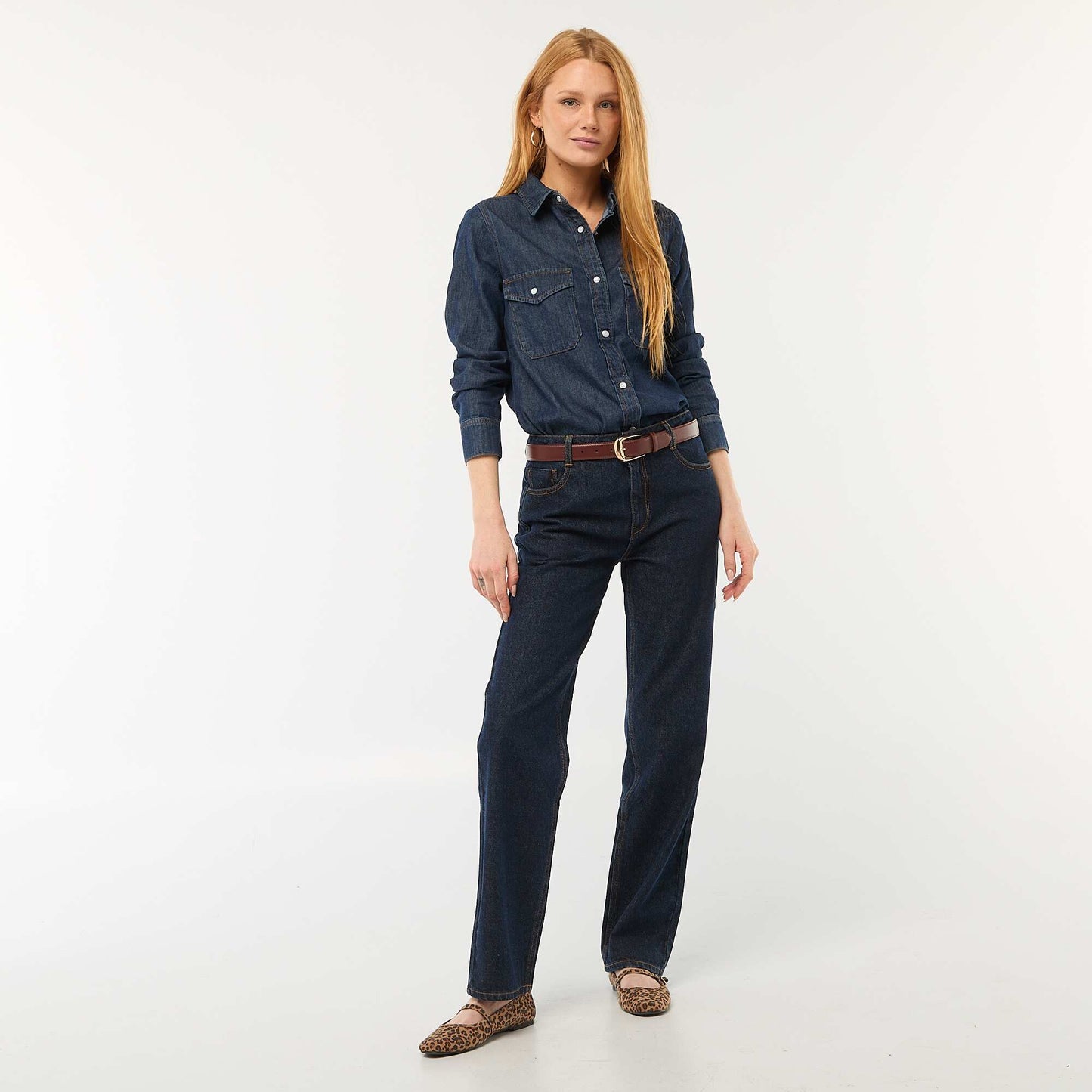 Cotton Straight Denim Jeans BLUE