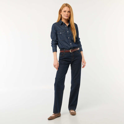 Cotton Straight Denim Jeans BLUE