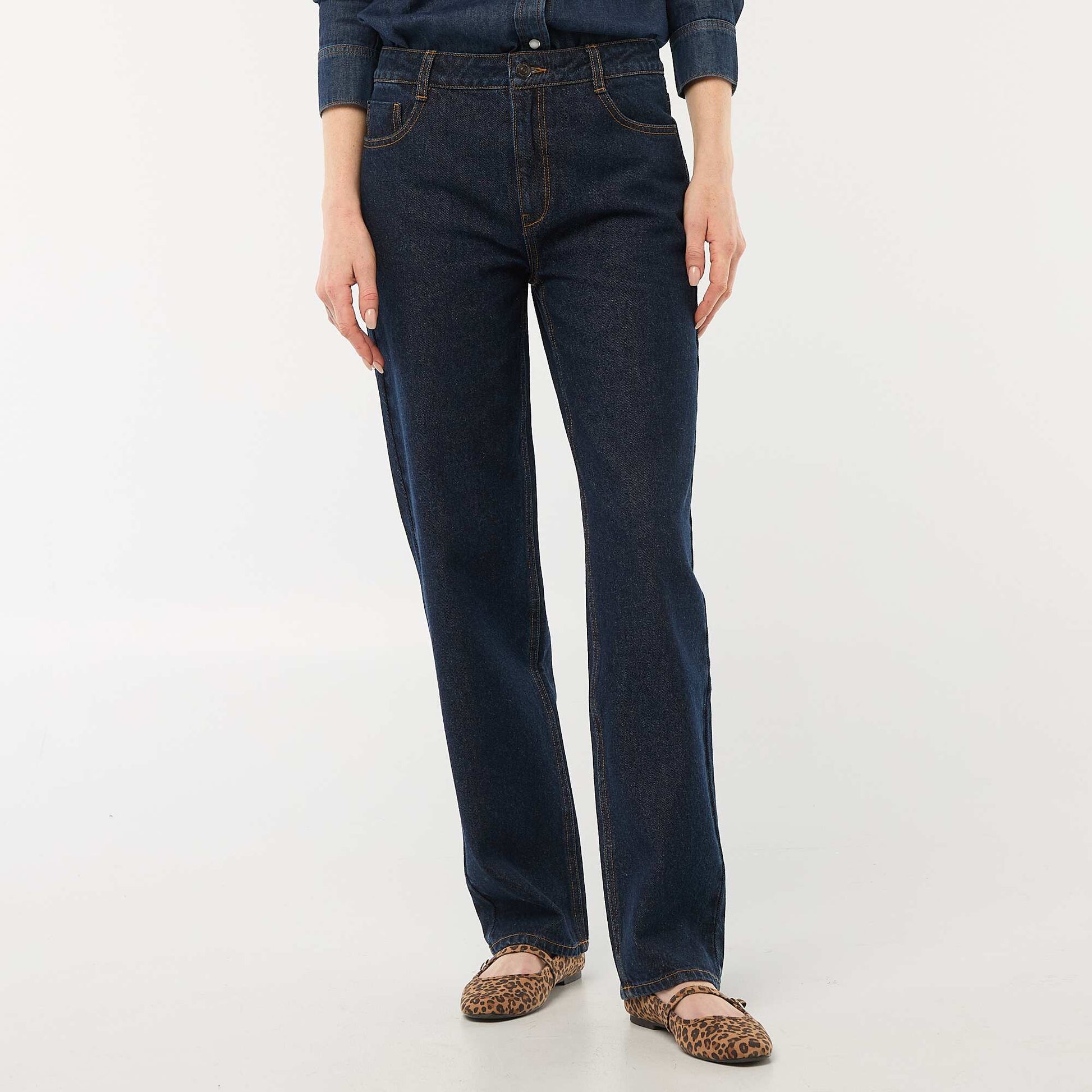 Cotton Straight Denim Jeans BLUE