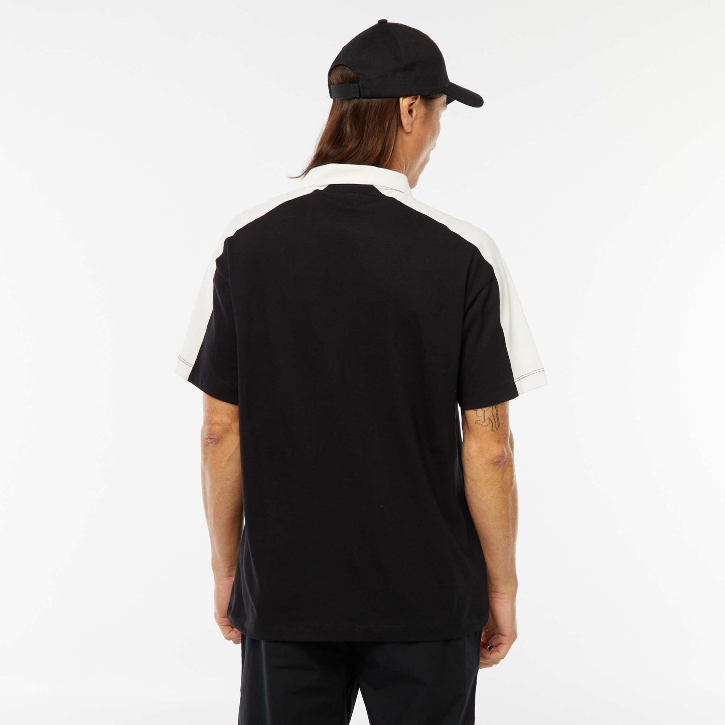 US baseball team-style cotton polo shirt BLACK