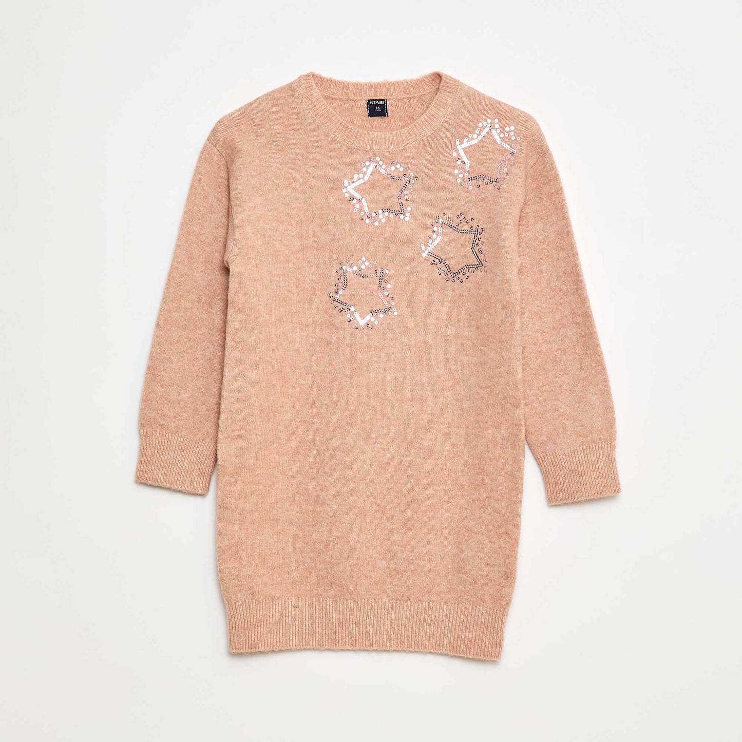 Knitted dress with sequin stars PINK
