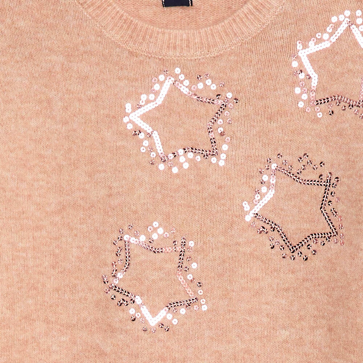 Knitted dress with sequin stars PINK
