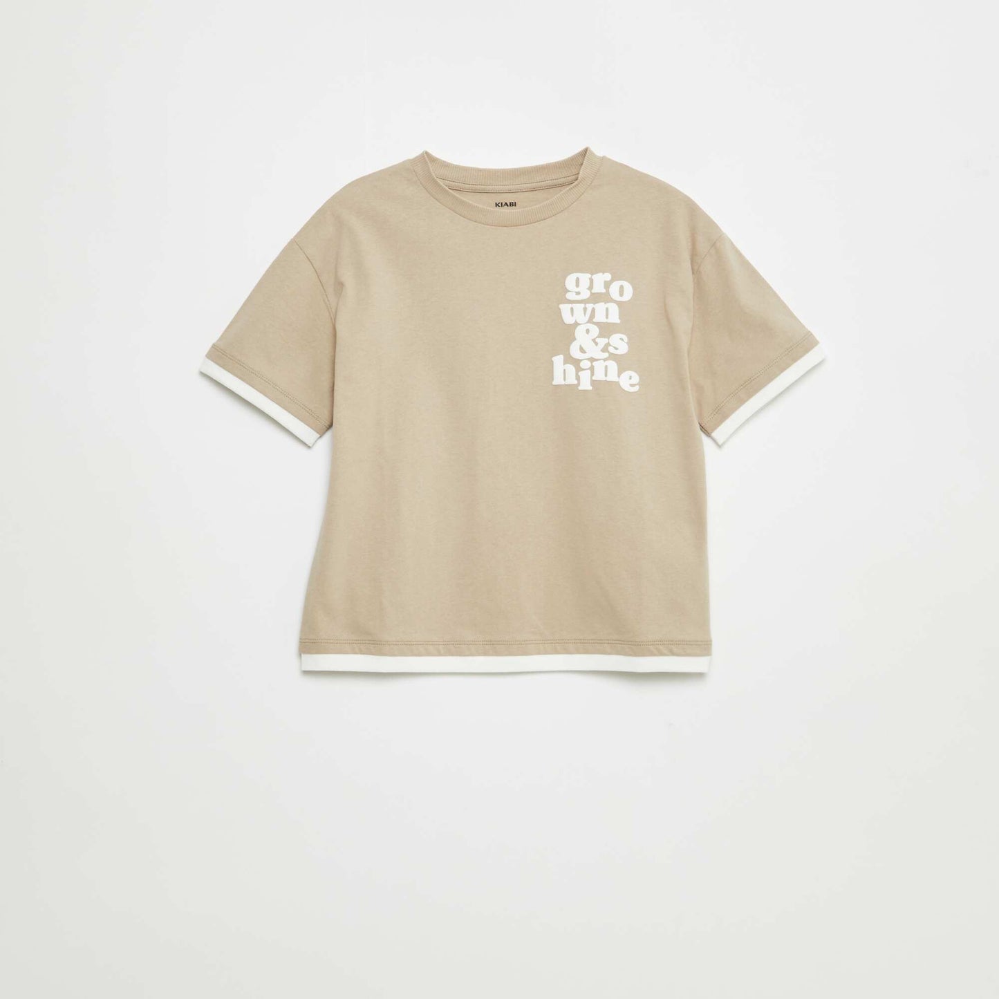 2-in-1 effect T-shirt BEIGE