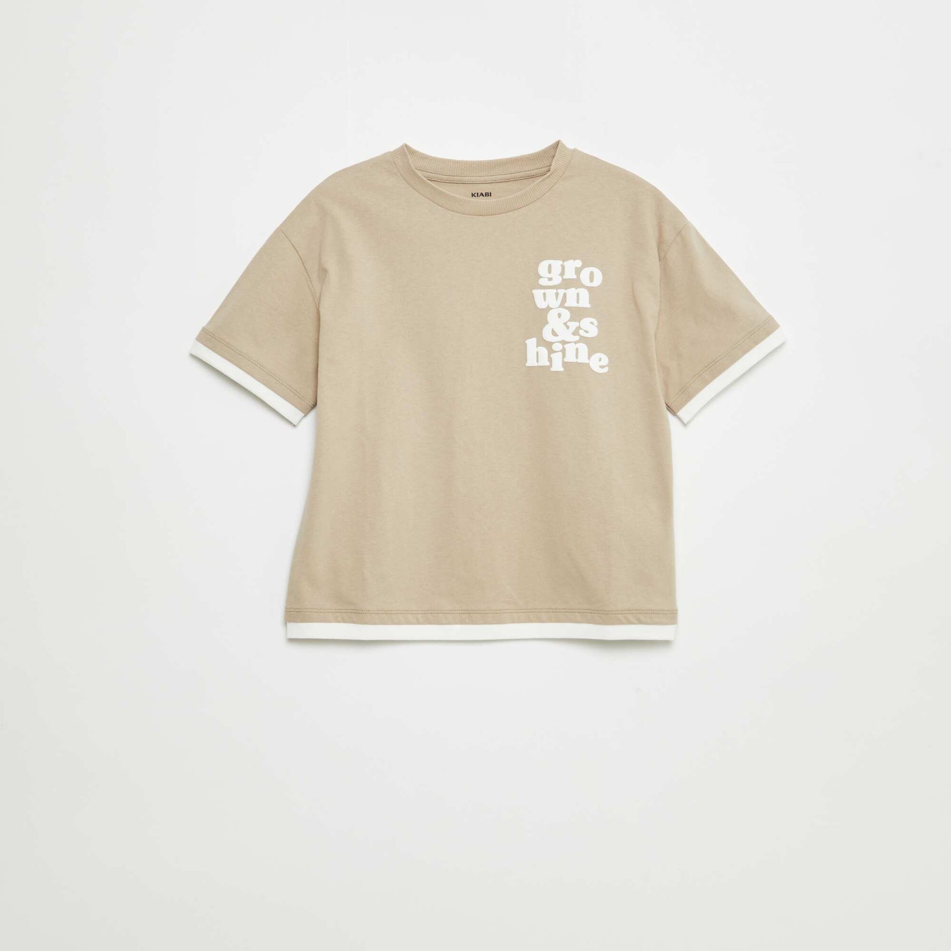 2-in-1 effect T-shirt BEIGE