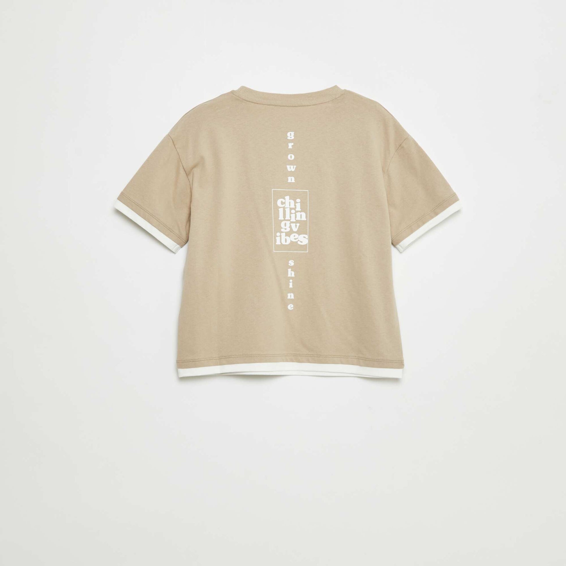 2-in-1 effect T-shirt BEIGE