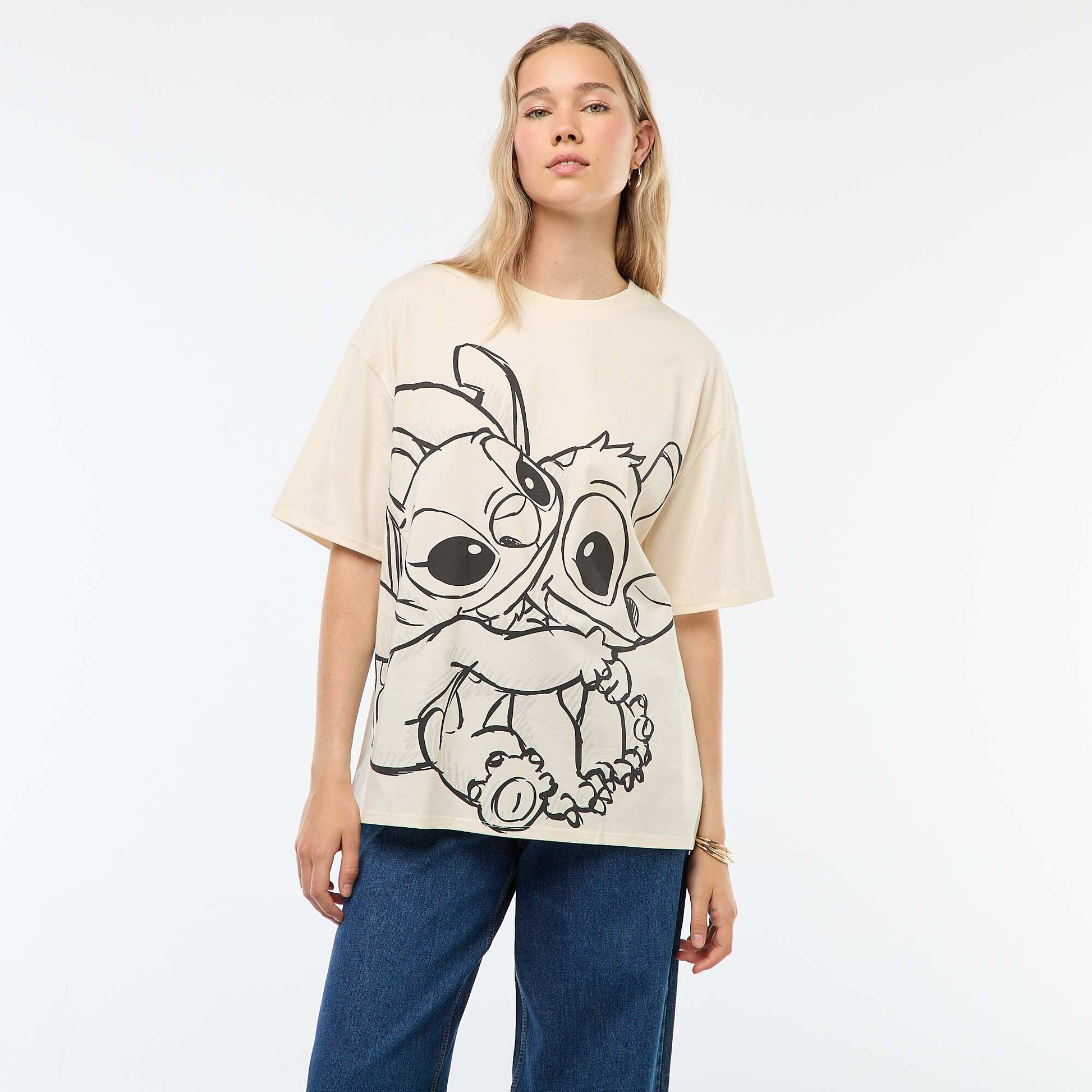Stitch' 'Disney' short-sleeved T-shirt BEIGE – Kiabi KSA