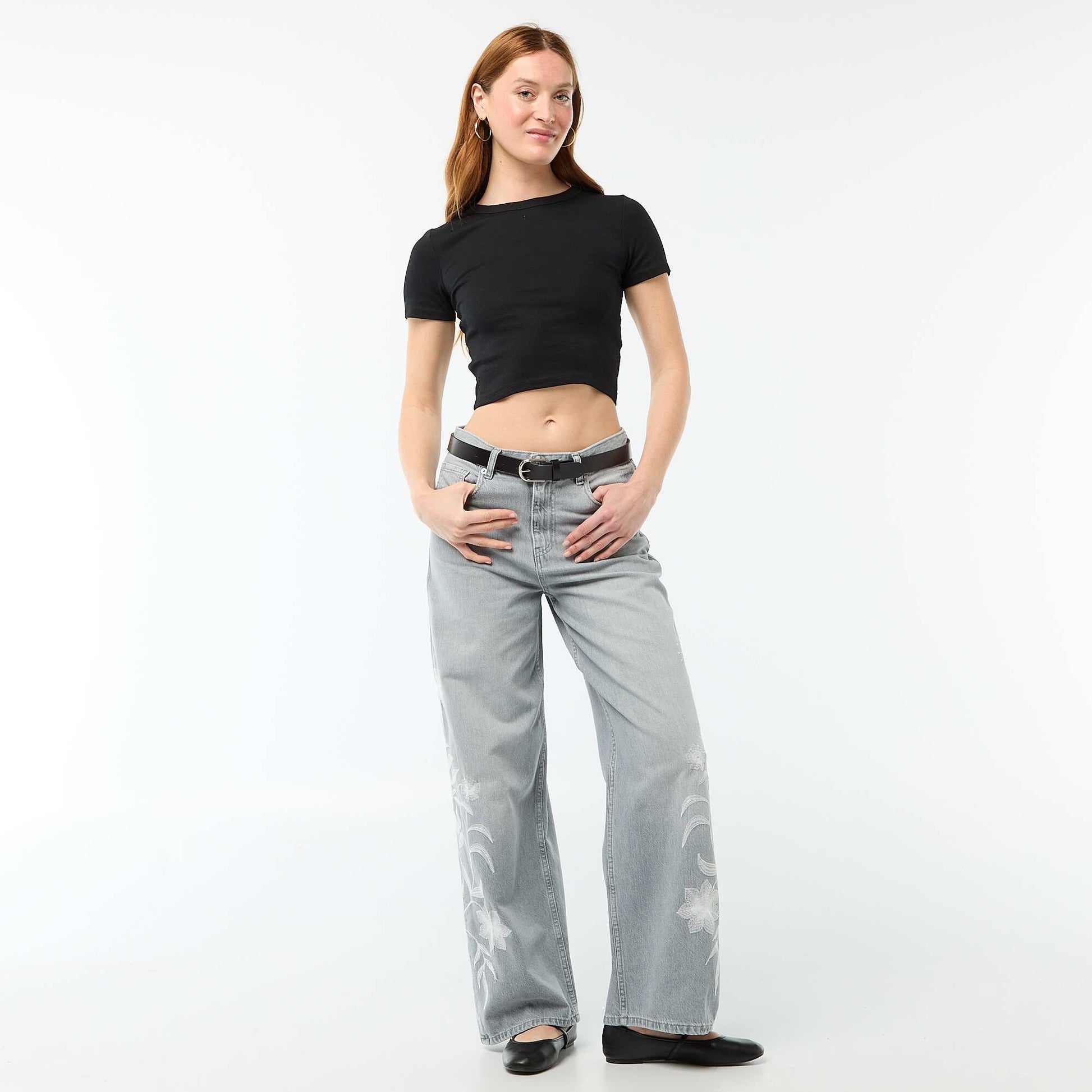 Basic Crop Top T-shirt BLACK
