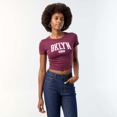 Printed Short-Sleeve T-Shirt with Design PURPLE