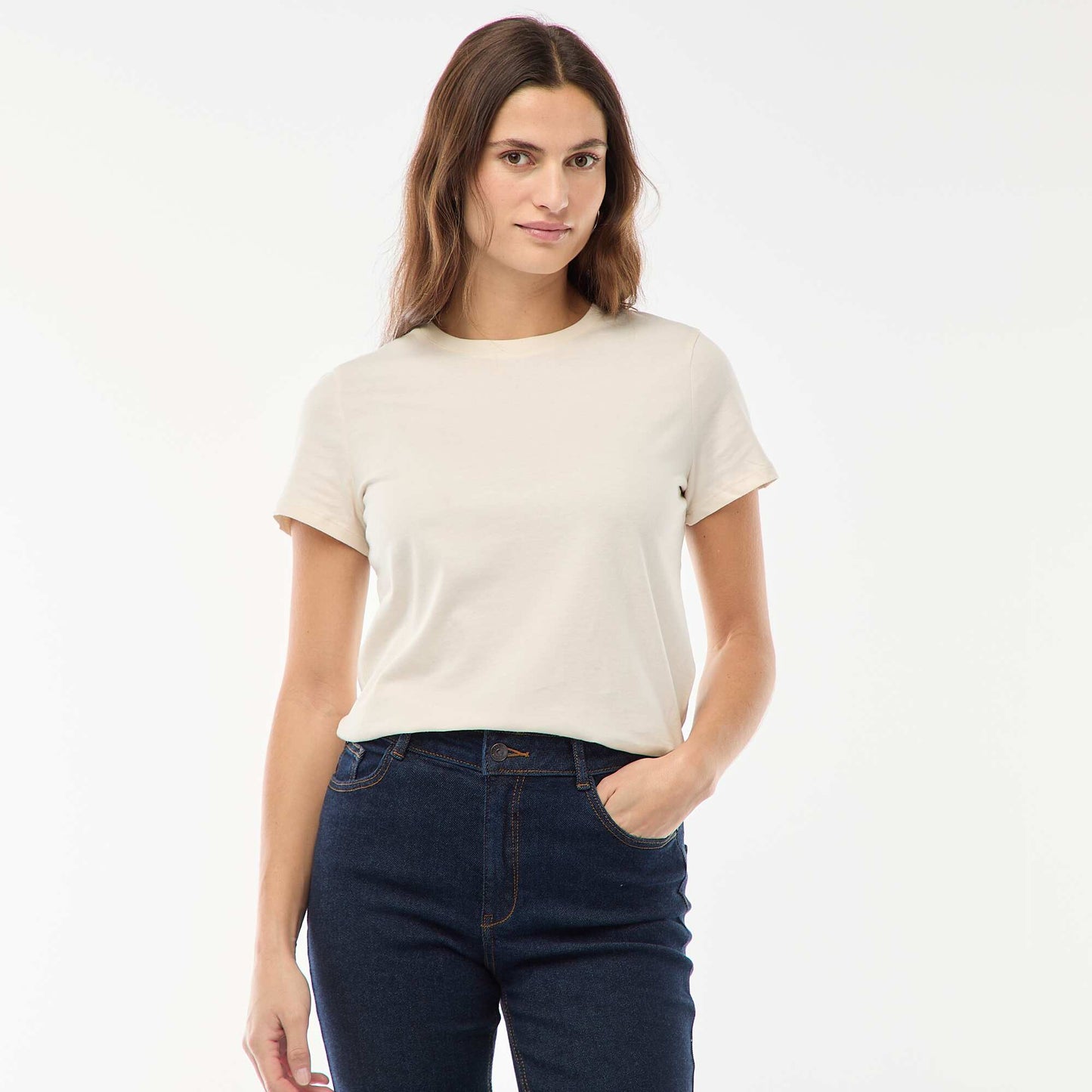 Short-sleeved jersey T-shirt ECRU