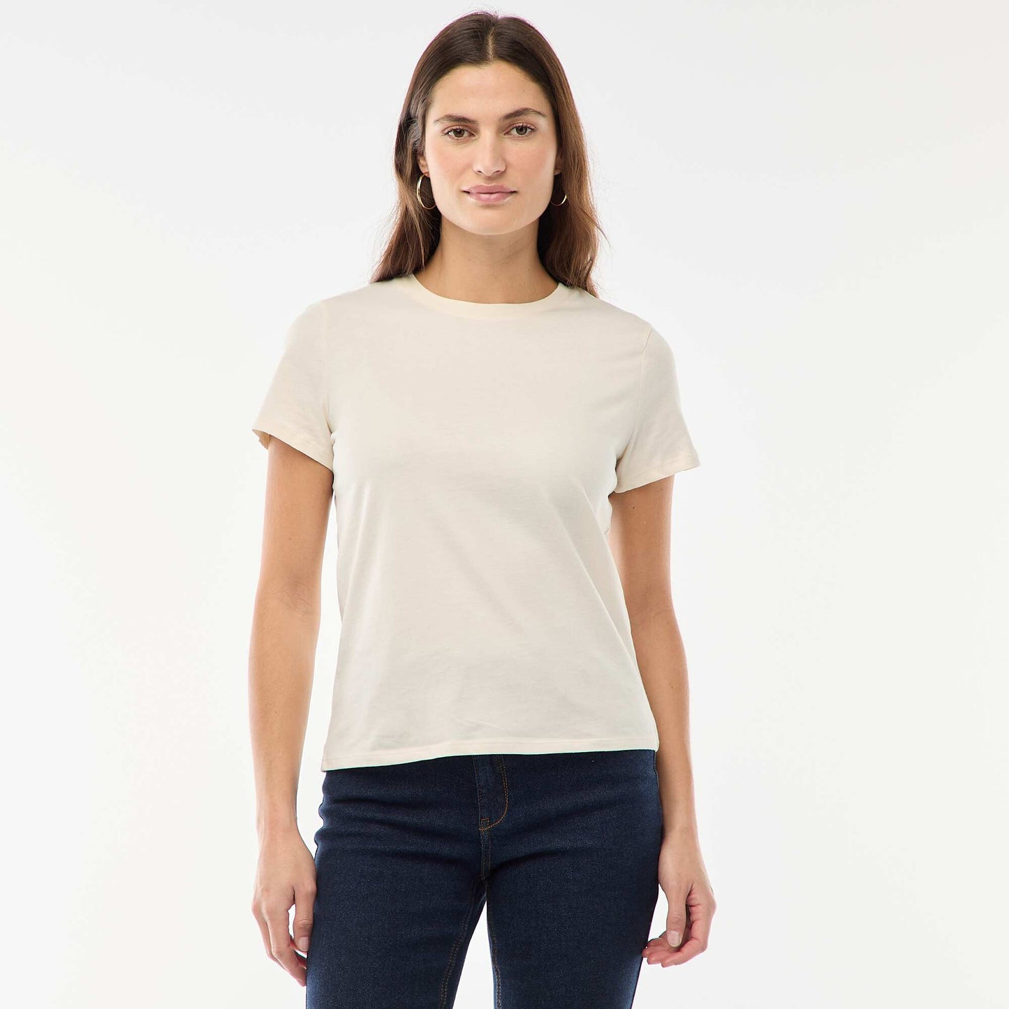Short-sleeved jersey T-shirt ECRU