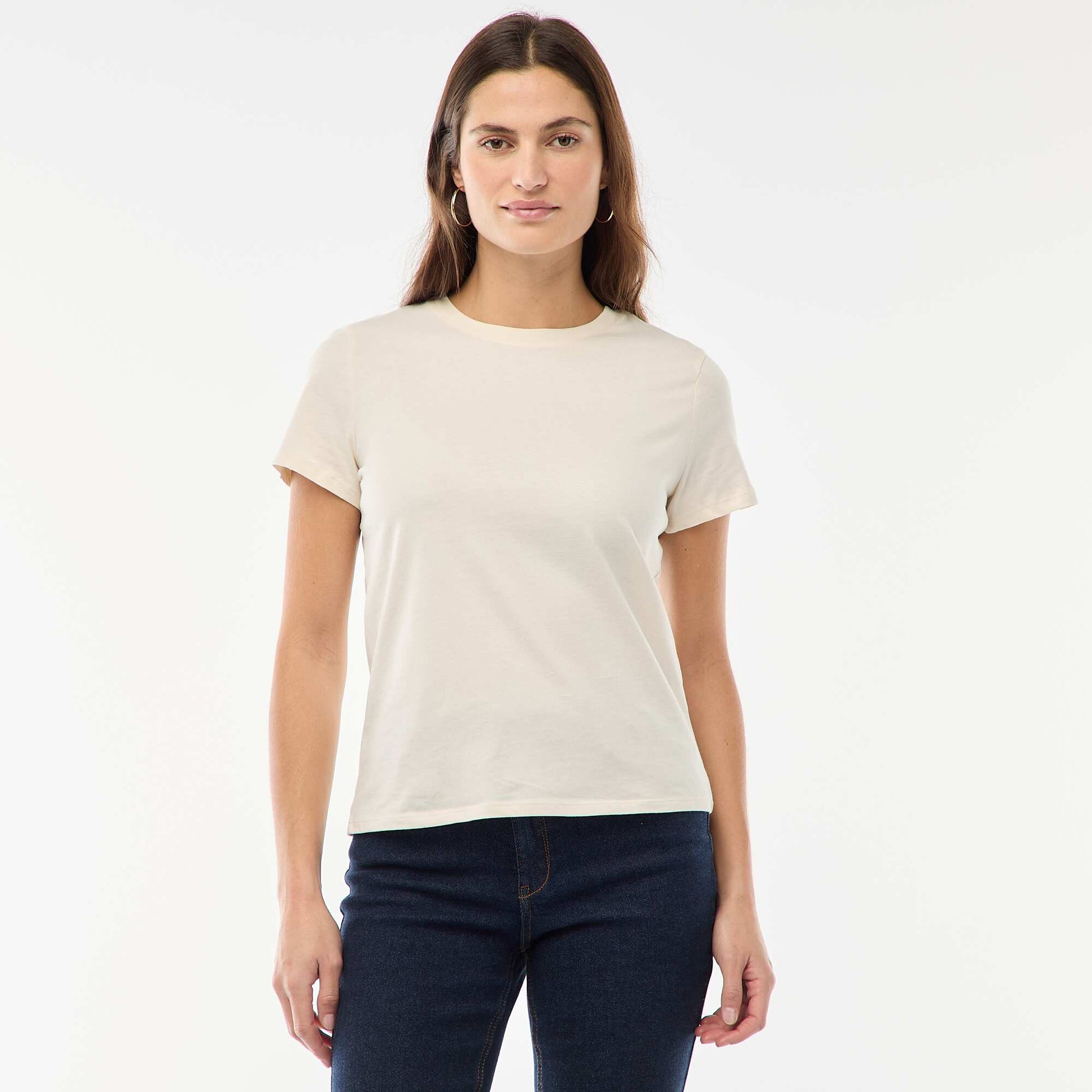 Short-sleeved jersey T-shirt ECRU
