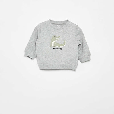 Lightweight Fleece Sweatshirt with Print GREY