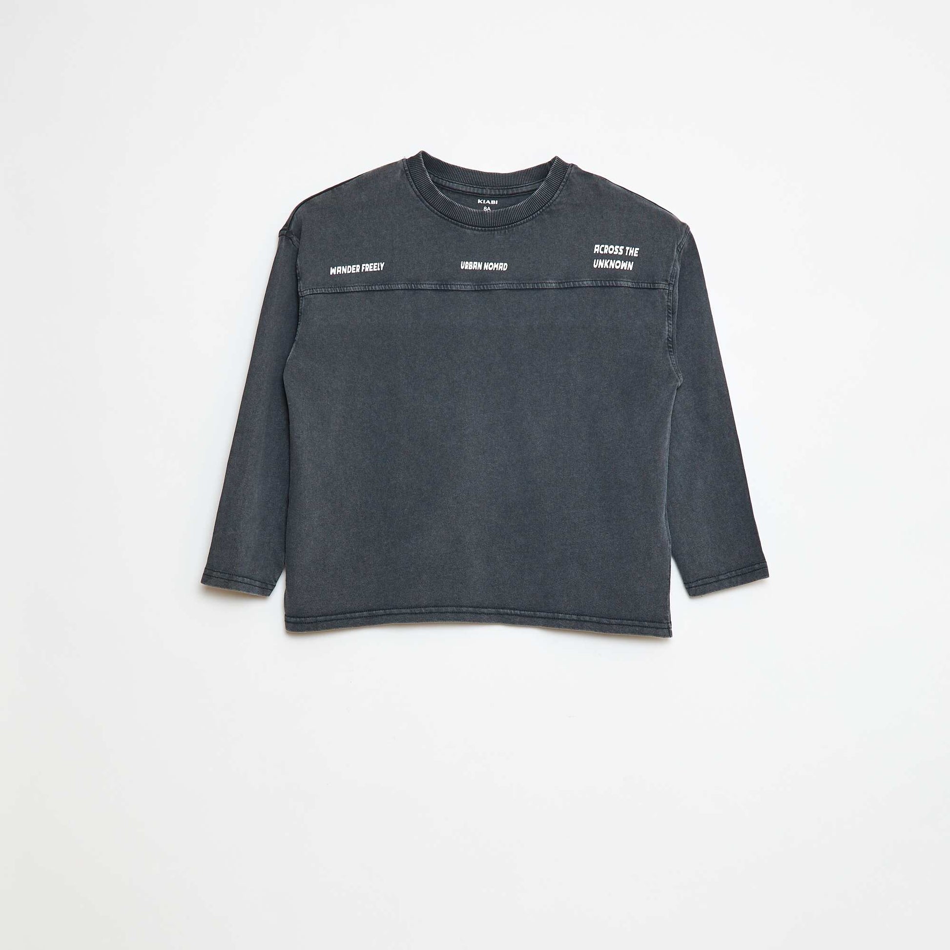 Long-sleeved American sport-style T-shirt BLACK