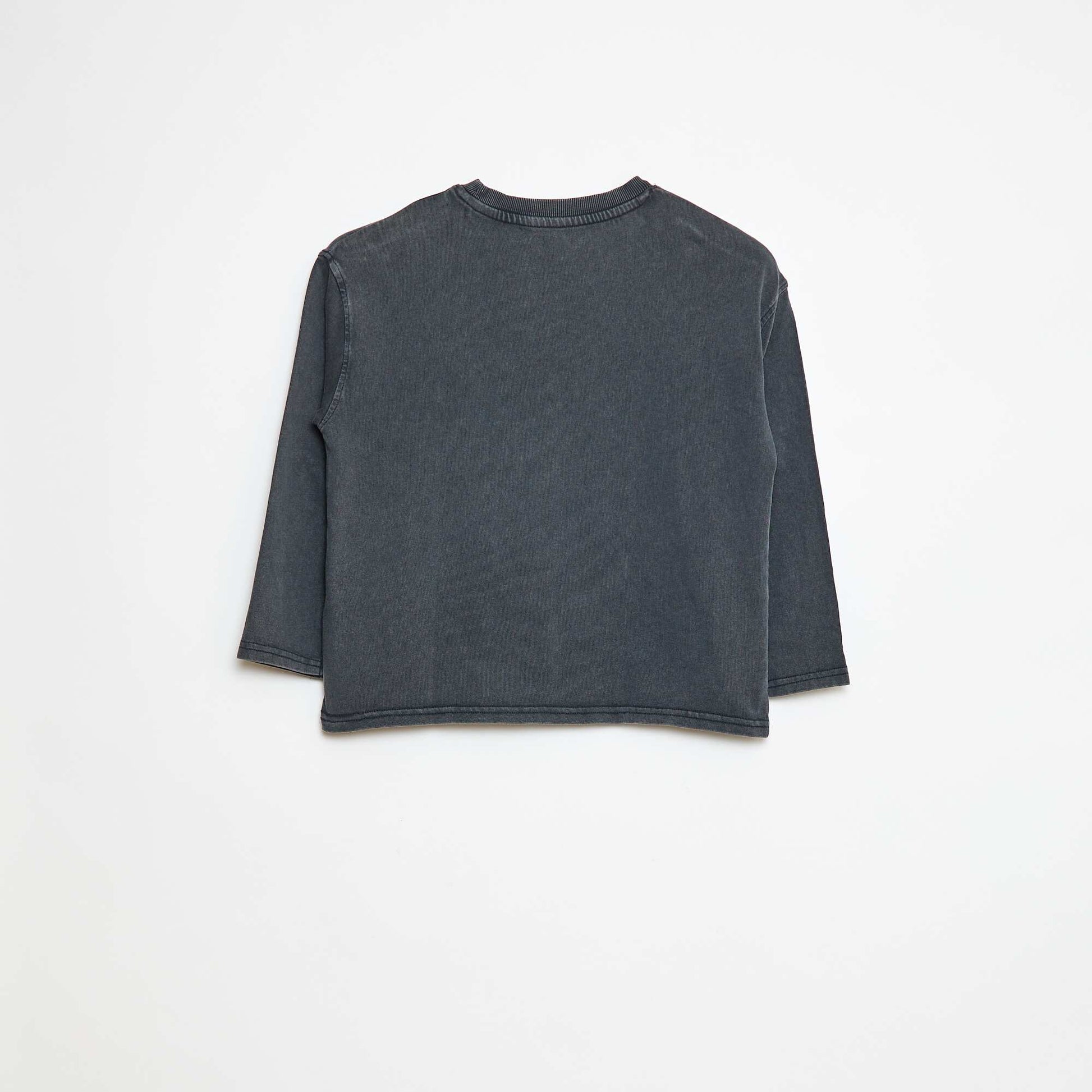 Long-sleeved American sport-style T-shirt BLACK