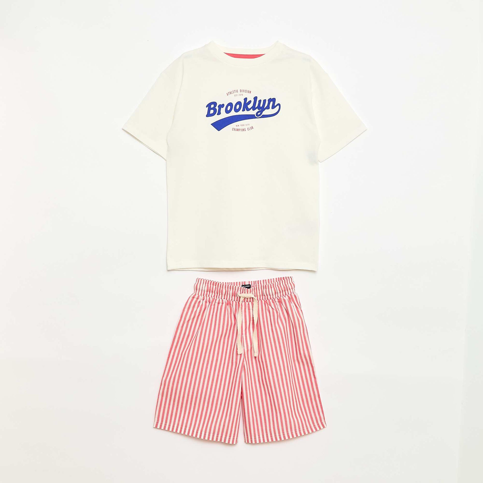 Short pajama set t-shirt + shorts - 2 pieces WHITE