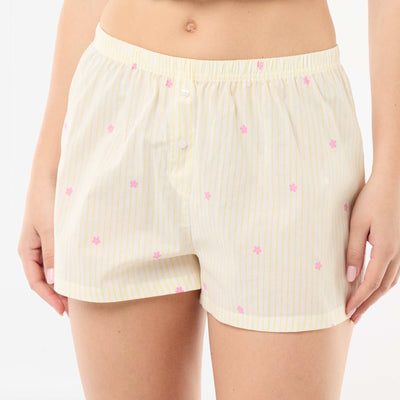 Striped All-Over Print Elasticated Shorts YELLOW