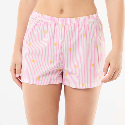 Striped All-Over Print Elasticated Shorts ORANGE