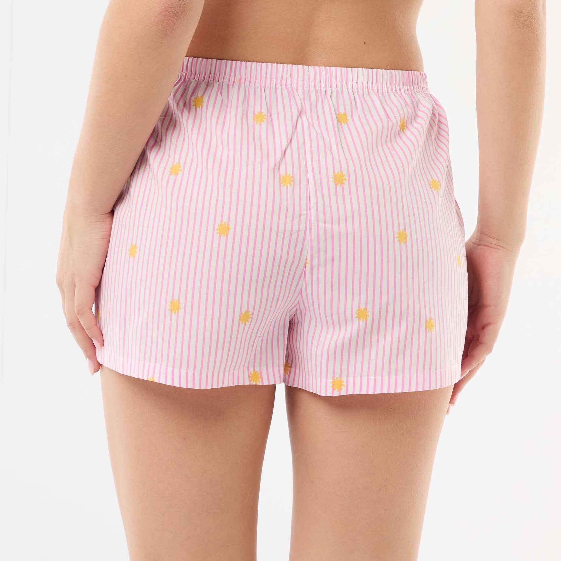 Striped All-Over Print Elasticated Shorts ORANGE