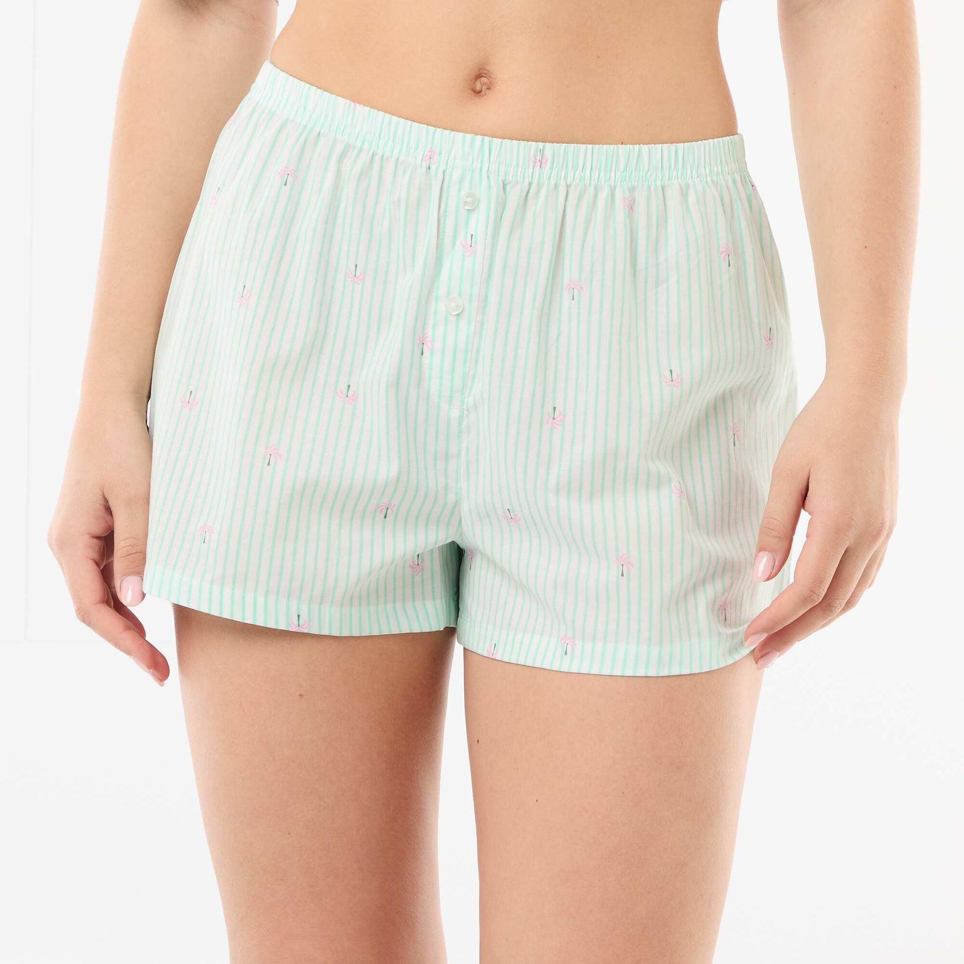 All-over striped elasticated shorts GREEN