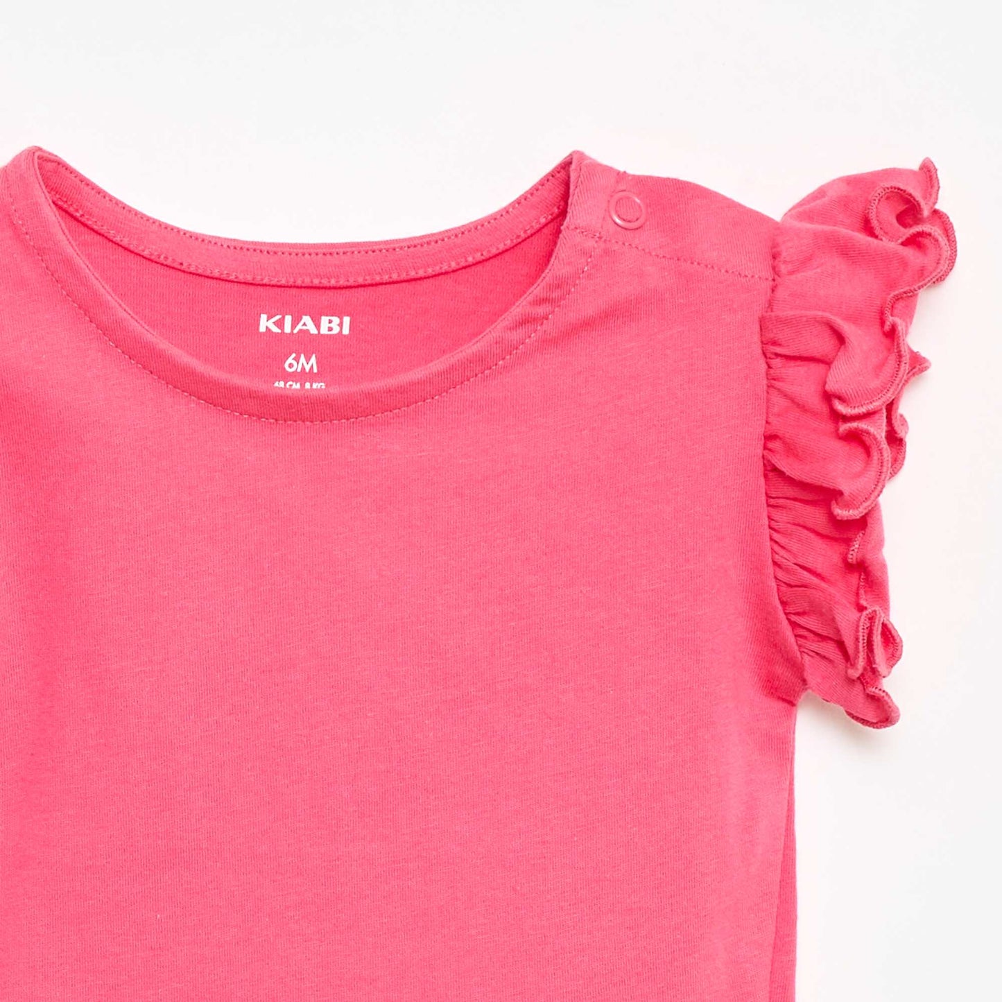 Ruffled short-sleeved jersey T-shirt PINK