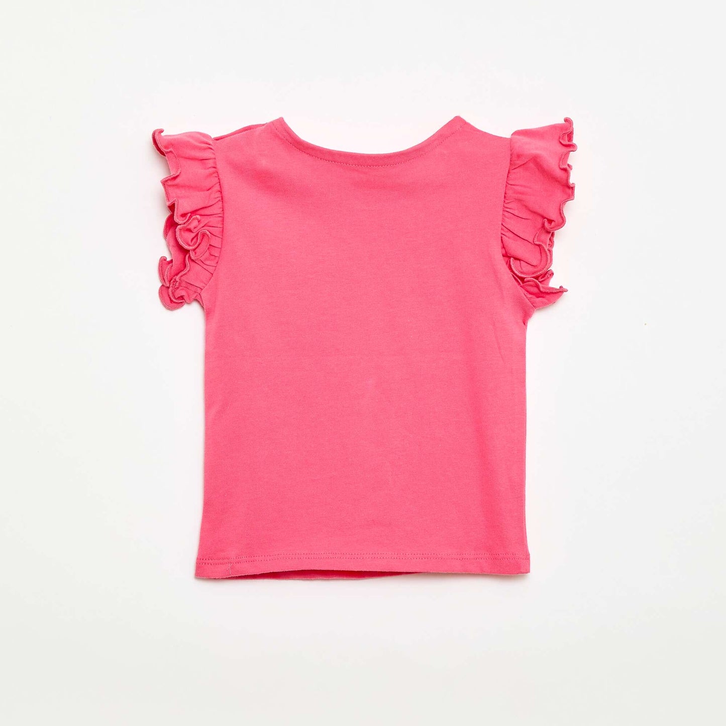 Ruffled short-sleeved jersey T-shirt PINK