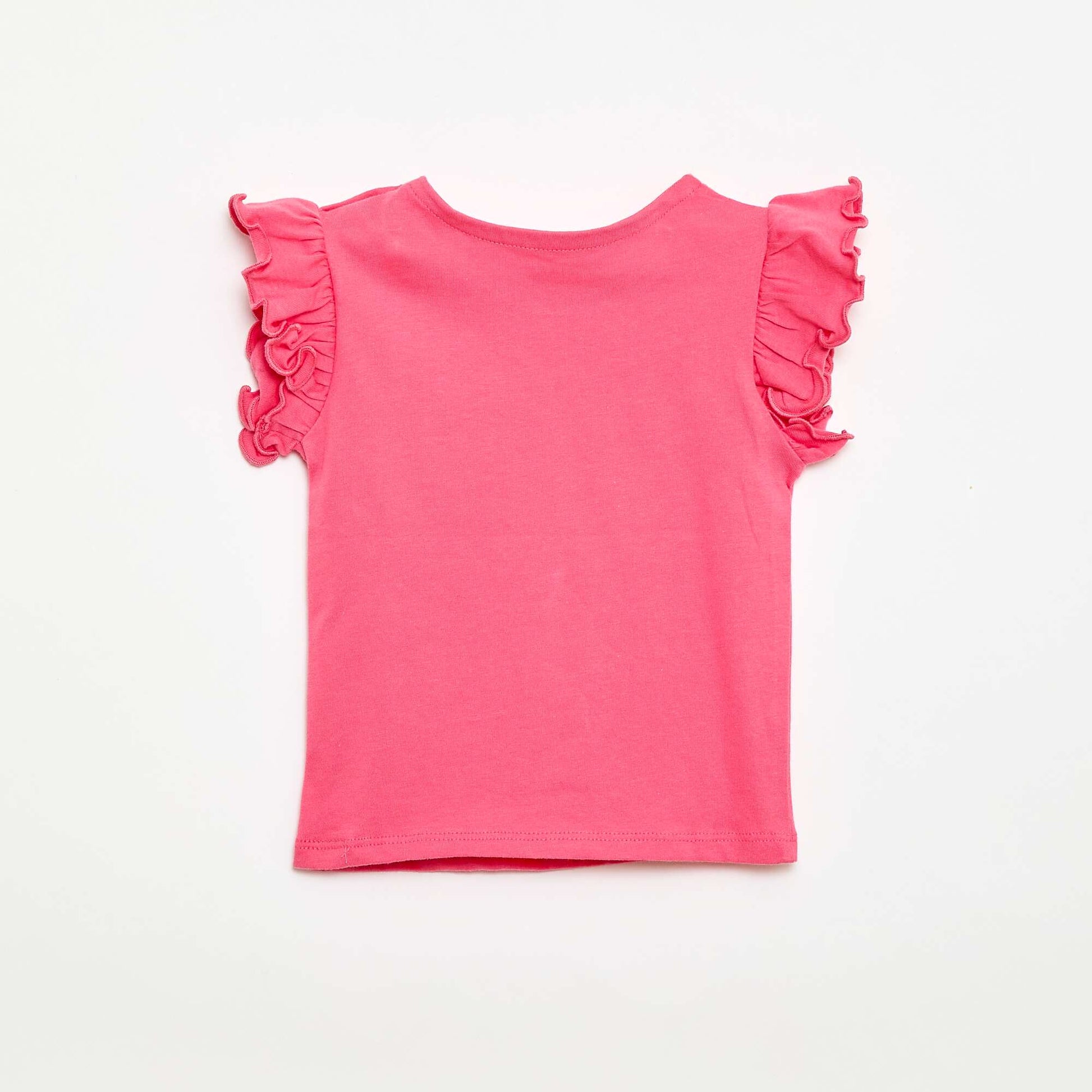 Ruffled short-sleeved jersey T-shirt PINK