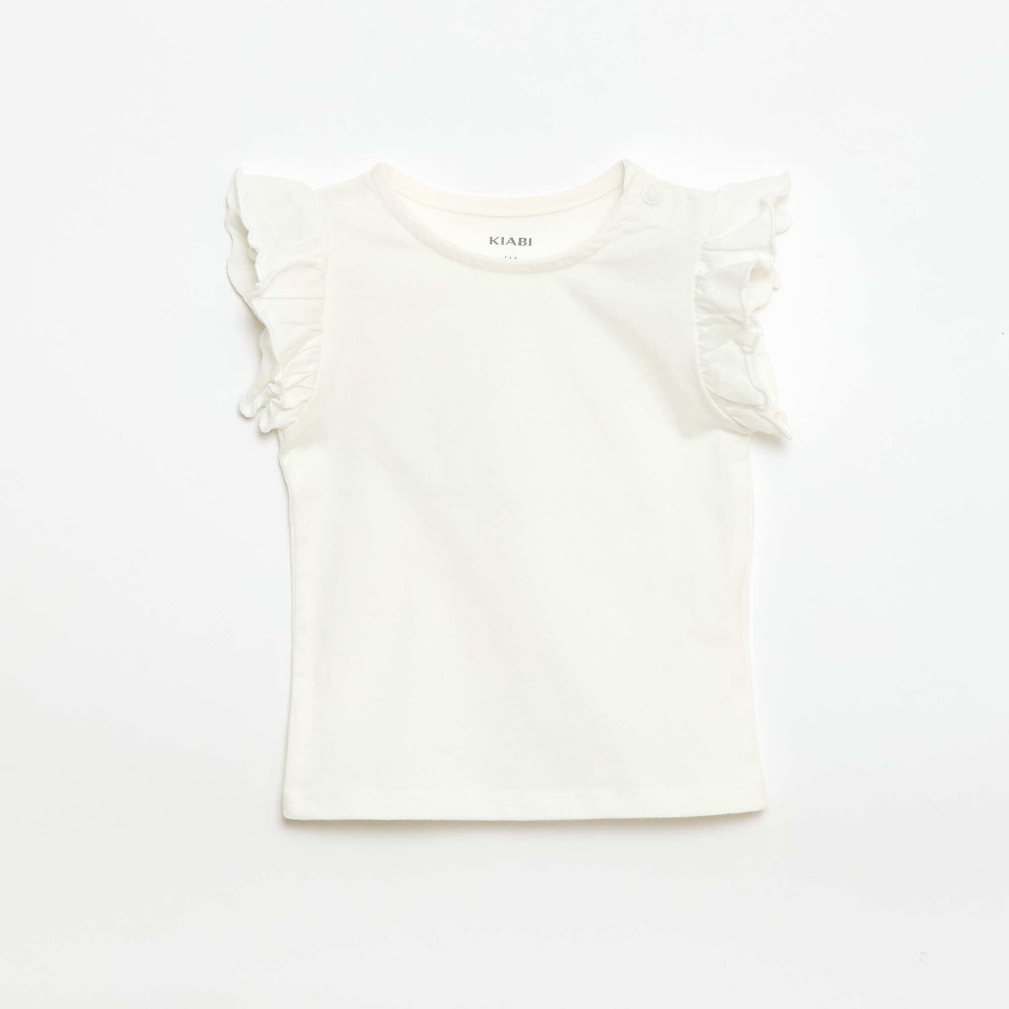 Ruffled short-sleeved jersey T-shirt WHITE
