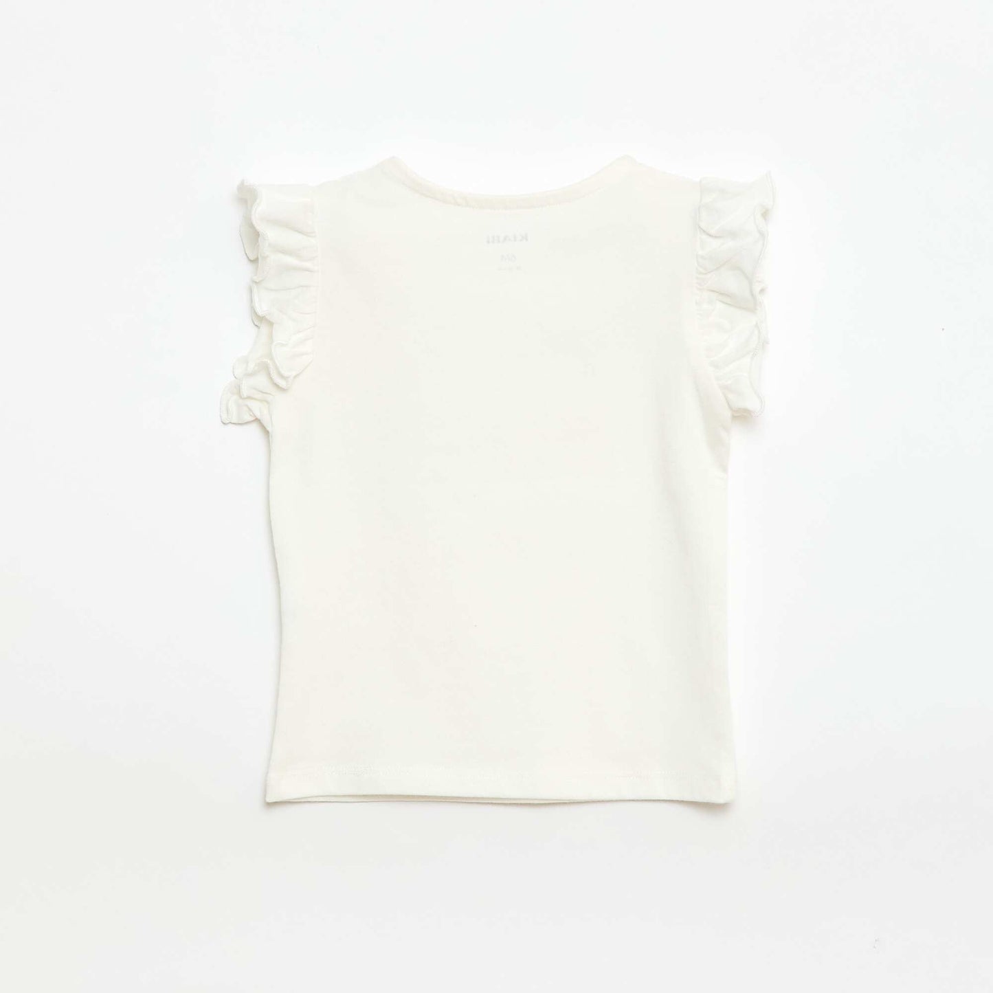 Ruffled short-sleeved jersey T-shirt WHITE